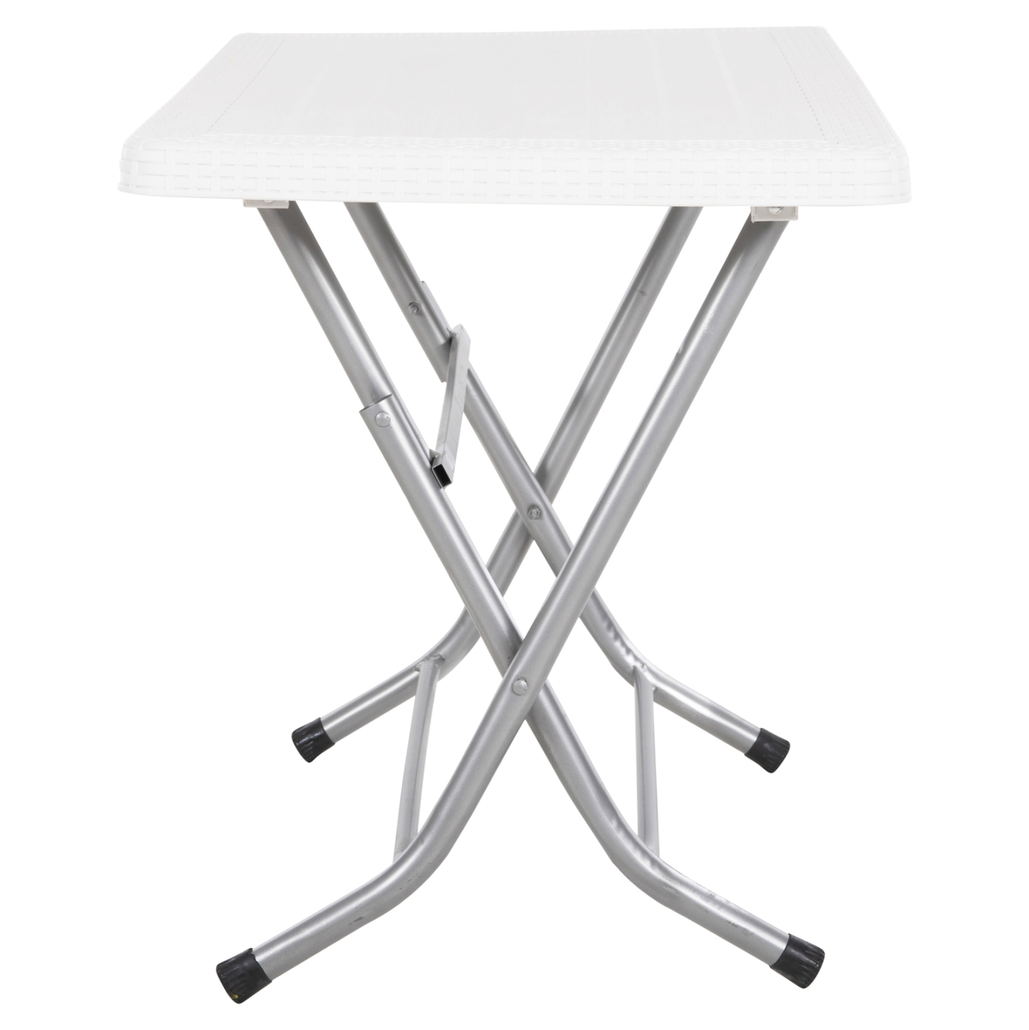 ΤΡΑΠΕΖΙ ΠΤΥΣΣΟΜΕΝΟ CONNY ΛΕΥΚΟ ΠΟΛΥΠΡΟΠΥΛΕΝΙΟ ΟΨΗ RATTAN TOP-ΜΕΤΑΛΛΙΚΗ ΒΑΣΗ 114x64x74Υεκ. 4