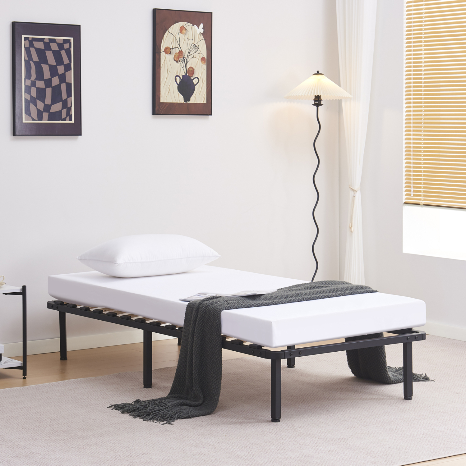 ΚΡΕΒΑΤΙ-ΥΠΟΣΤΡΩΜΑ MARKY ΜΕΤΑΛΛΙΚΟ ΜΑΥΡΟ ΓΙΑ ΣΤΡΩΜΑ 190x90εκ 1