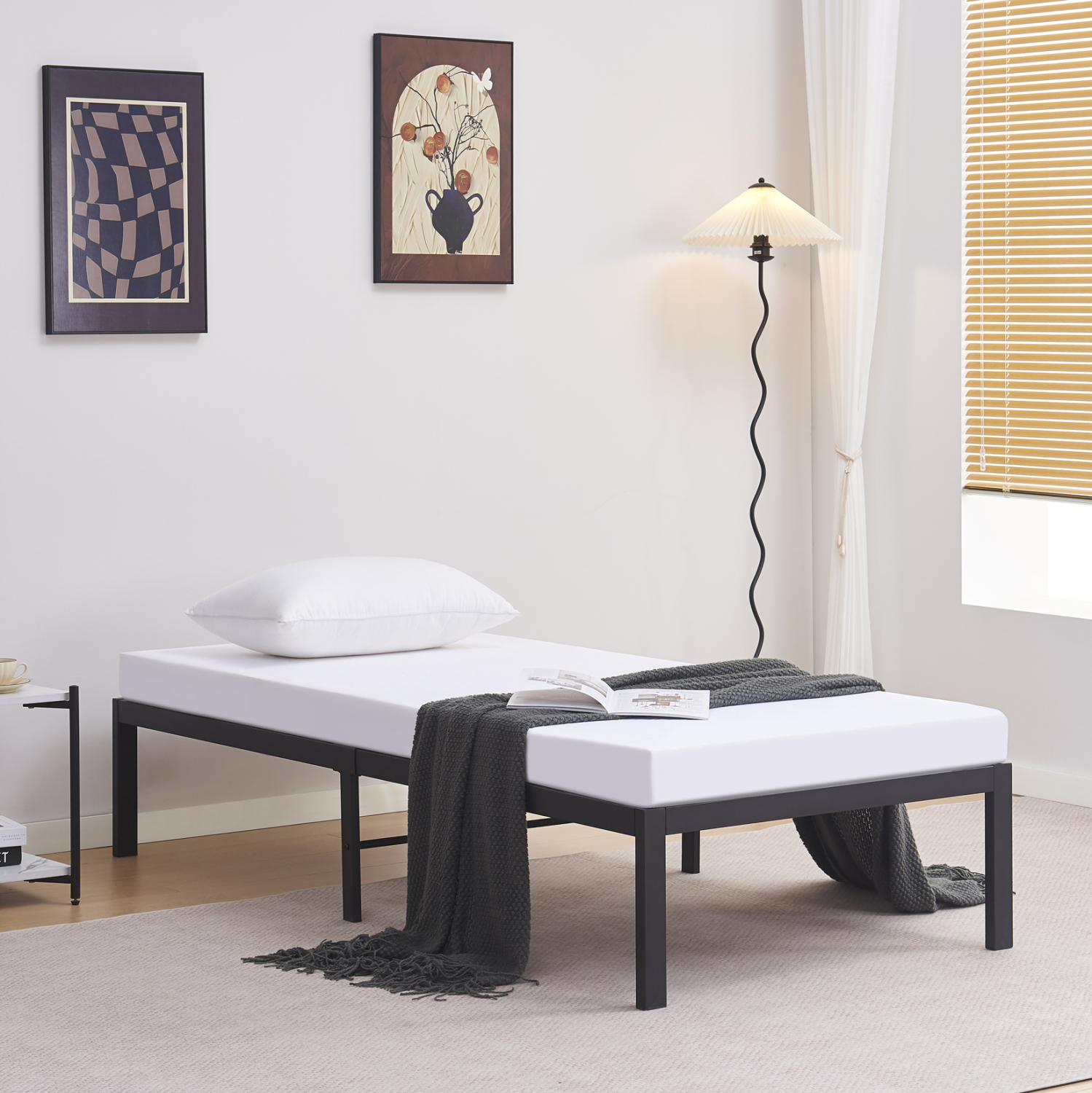 ΚΡΕΒΑΤΙ-ΥΠΟΣΤΡΩΜΑ RANTO ΜΕΤΑΛΛΙΚΟ ΜΑΥΡΟ ΓΙΑ ΣΤΡΩΜΑ 190x90εκ 1