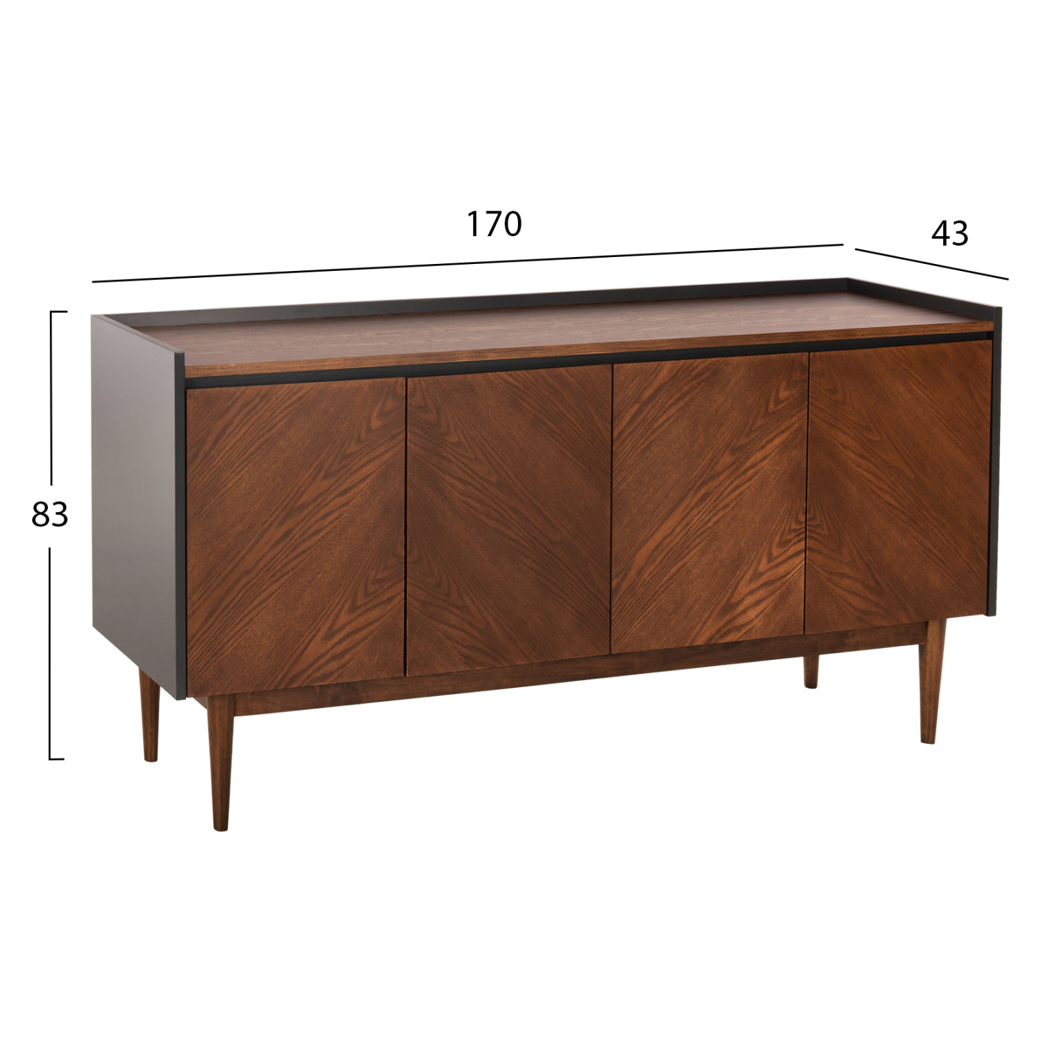 ΜΠΟΥΦΕΣ BEEN MDF ΣΕ ΣΚΟΥΡΟ ΓΚΡΙ & ΚΑΡΥΔΙ ΚΑΠΛΑΜΑ 170x43x83Υεκ. 2