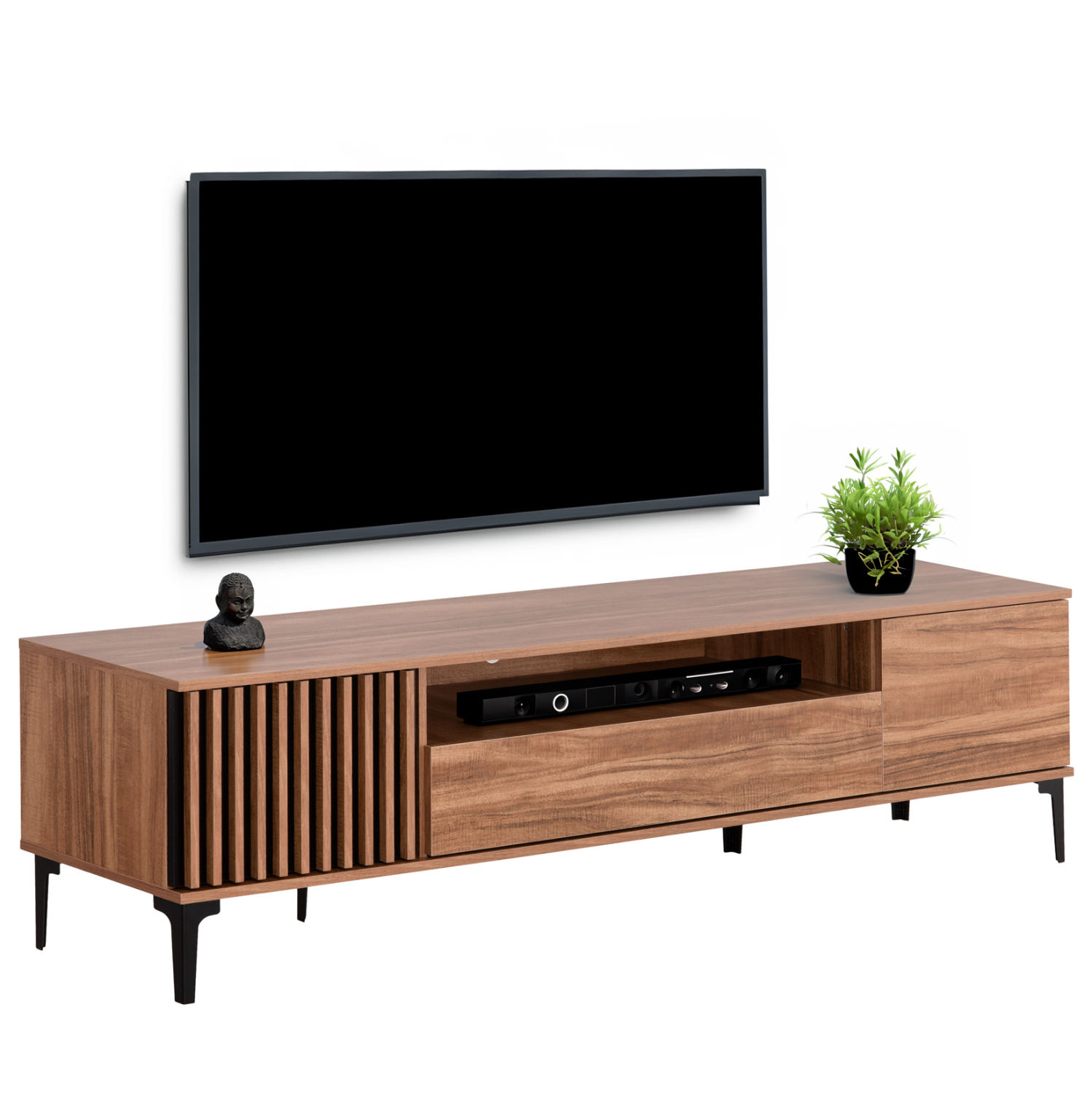 ΕΠΙΠΛΟ ΤΗΛΕΟΡΑΣΗΣ ΣΕΙΡΑ HARRY ΜΕΛΑΜΙΝΗ ΦΥΣΙΚΟ ΞΥΛΟΥ-ΜΑΥΡΟ 200x40x47,5Υεκ. 1