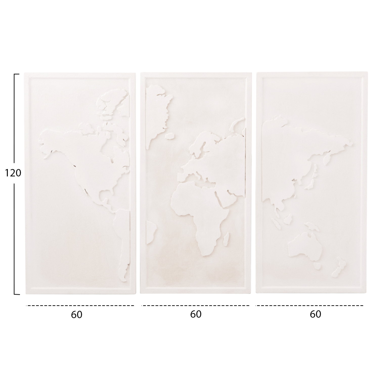 ΠΙΝΑΚΑΣ 3-ΠΤΥΧΟΣ WORLD MAP SANTORINI MDF ΣΕ ΥΠΟΛΕΥΚΟ ΧΡΩΜΑ 180x4(πάχος)x120Υεκ. 2