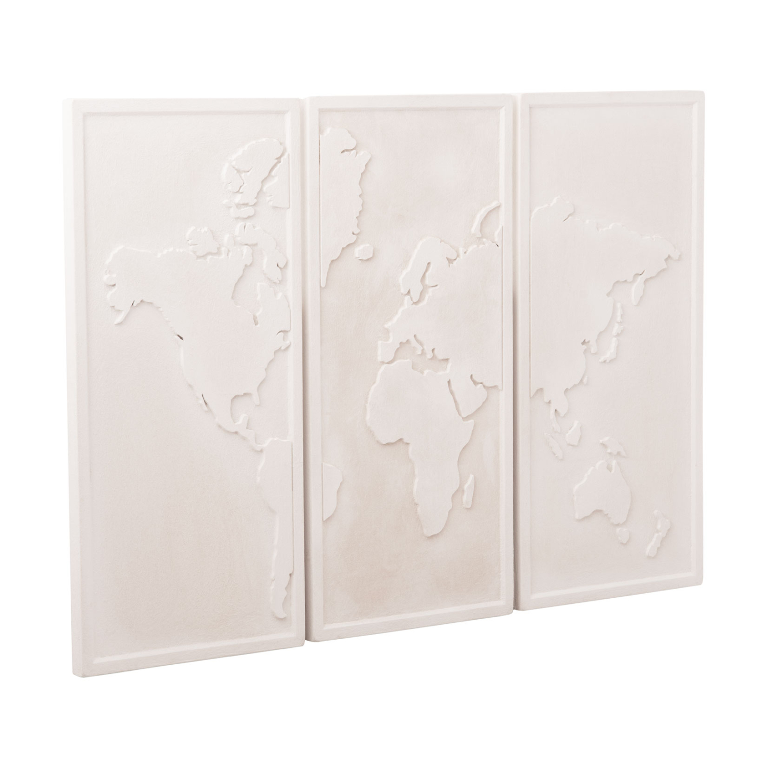 ΠΙΝΑΚΑΣ 3-ΠΤΥΧΟΣ WORLD MAP SANTORINI MDF ΣΕ ΥΠΟΛΕΥΚΟ ΧΡΩΜΑ 180x4(πάχος)x120Υεκ. 3