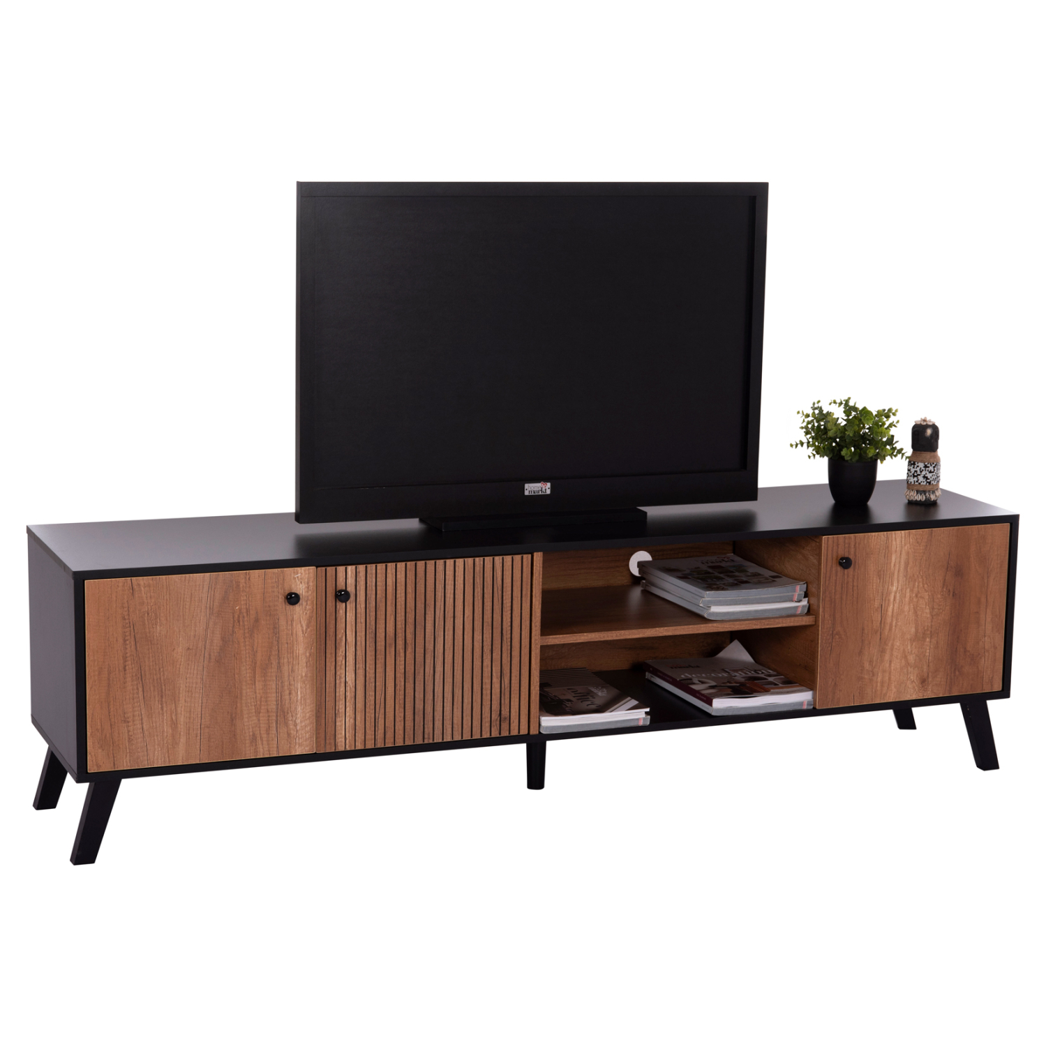 ΕΠΙΠΛΟ ΤΗΛΕΟΡΑΣΗΣ KRUDEN ΜΕΛΑΜΙΝΗ ΣΕ ΜΑΥΡΟ-ΦΥΣΙΚΟ 180x40x51Υεκ. 1