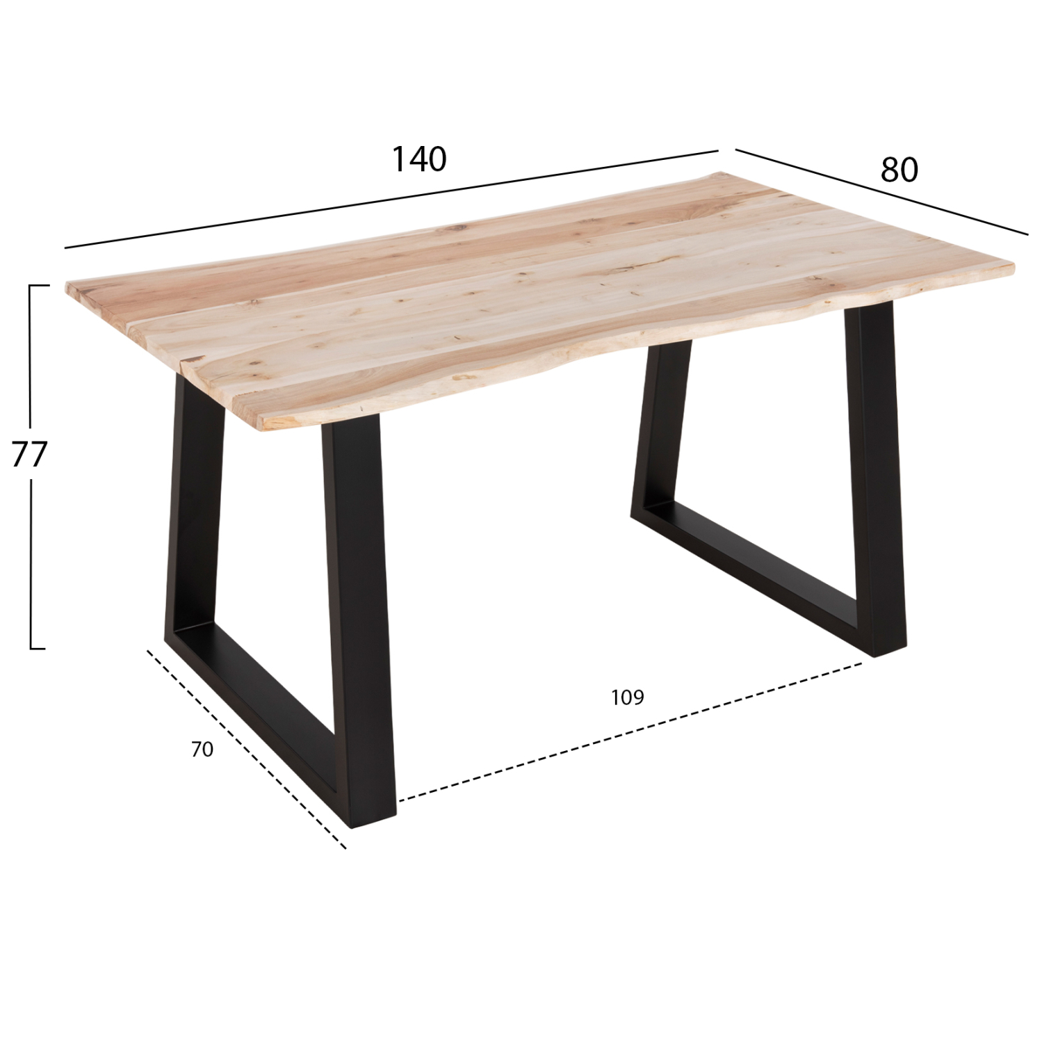 ΤΡΑΠΕΖΙ ΤΡΑΠΕΖΑΡΙΑΣ MONTANA SLIM ΞΥΛΟ ΑΚΑΚΙΑΣ ΣΕ ΑΝΟΙΧΤΟ ΦΥΣΙΚΟ 140x80x77Υεκ 2