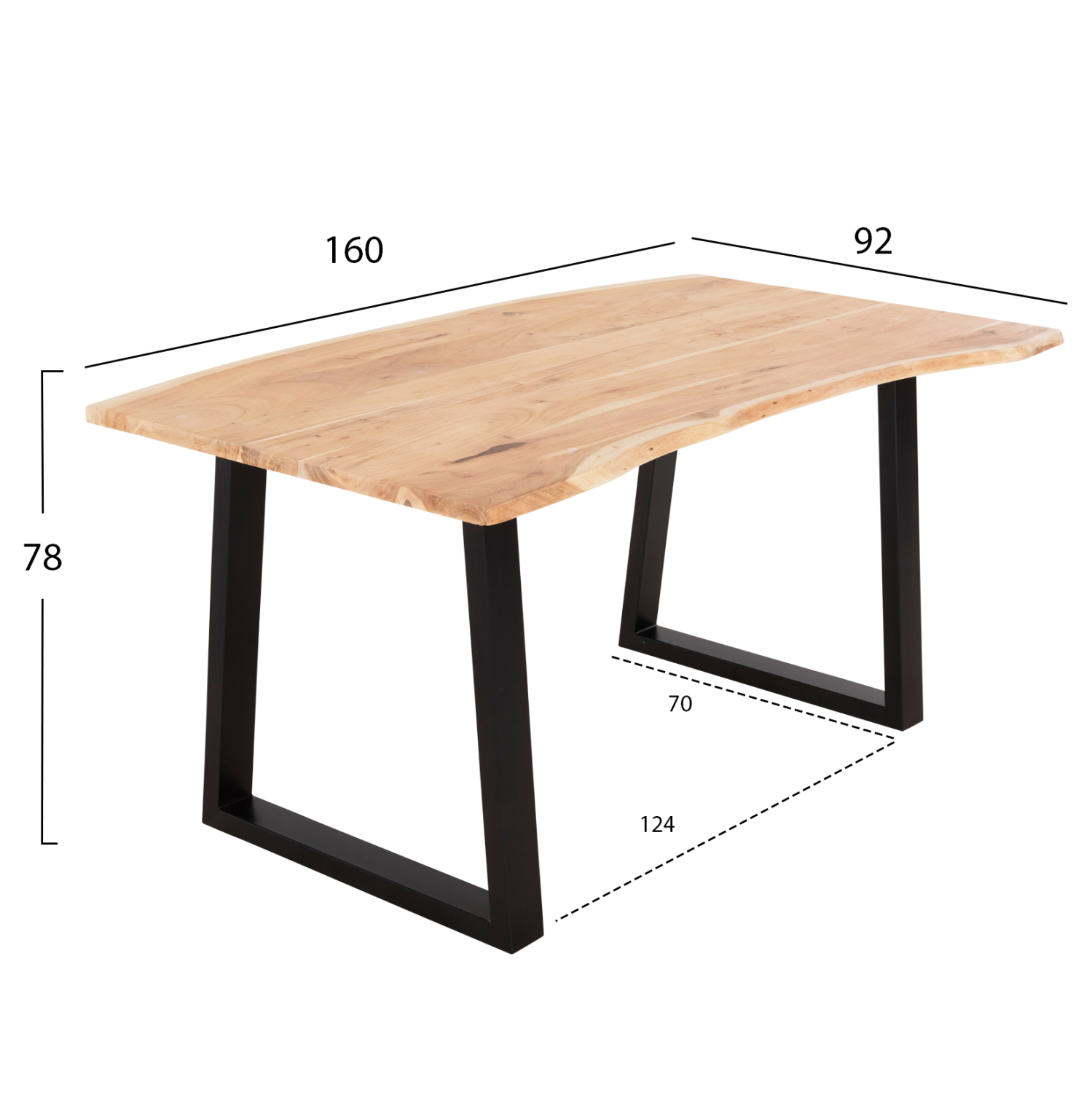 ΤΡΑΠΕΖΙ ΤΡΑΠΕΖΑΡΙΑΣ SOFIA SLIM ΜΑΣΙΦ ΞΥΛΟ ΑΚΑΚΙΑΣ 160x92x78Υεκ. 2