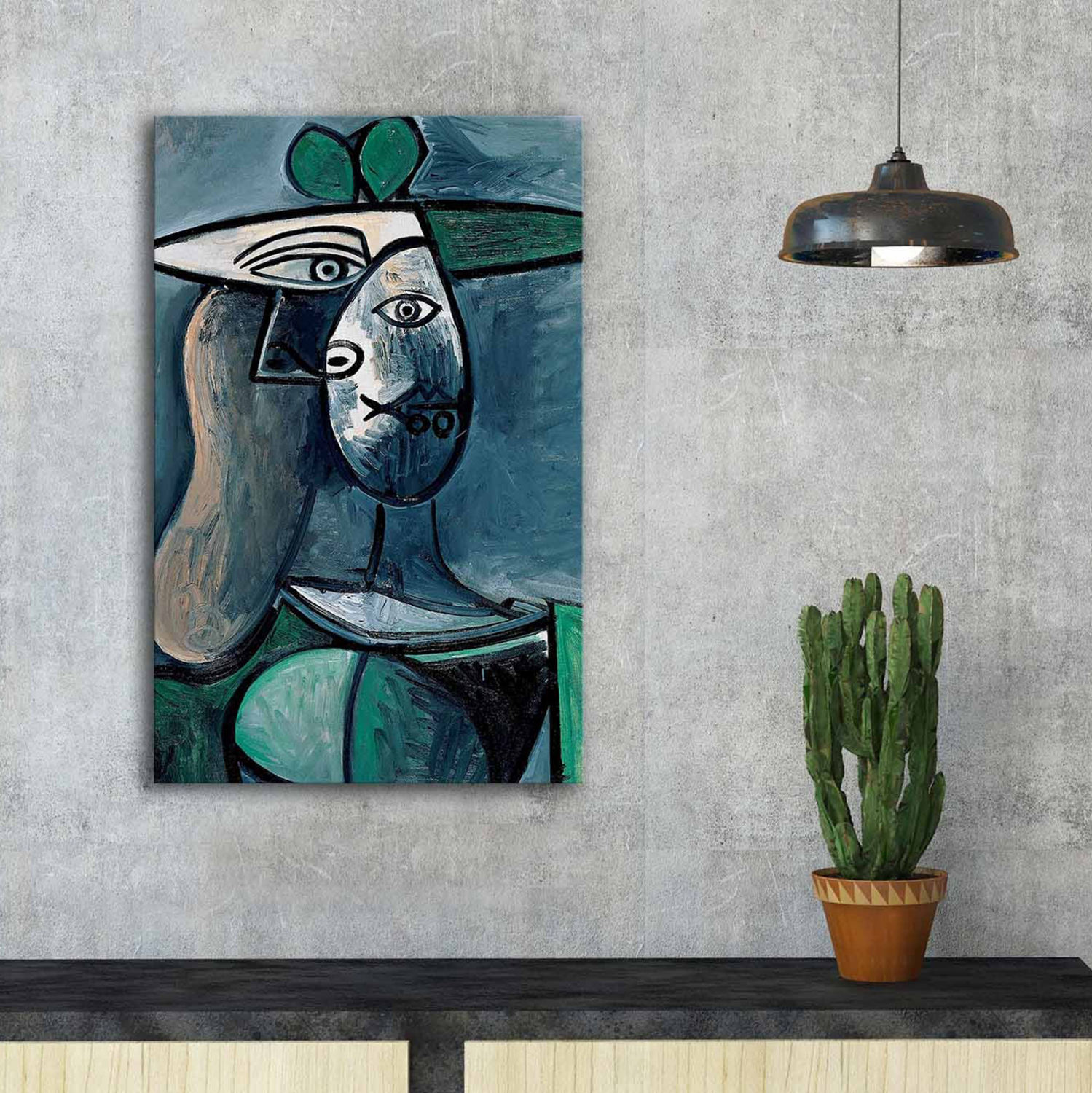 ΠΙΝΑΚΑΣ ΤΥΠΟΥ WOMAN WITH GREEN HAT 45X70X3 εκ. 3