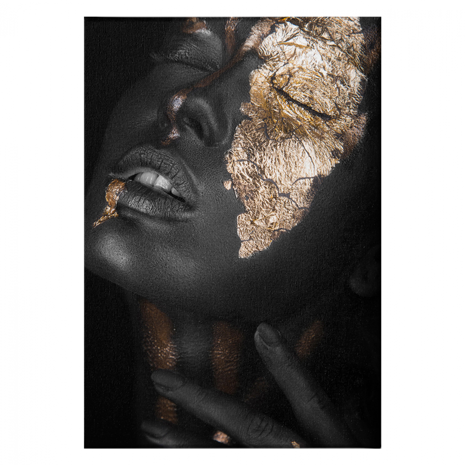ΠΙΝΑΚΑΣ ΚΑΜΒΑΣ DARK SKINNED GIRL WITH GOLD MAKEUP 50X3X70 εκ. 1