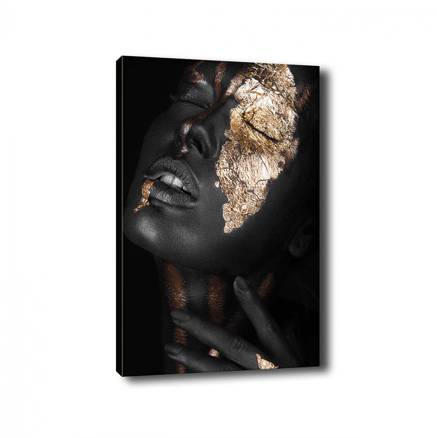 ΠΙΝΑΚΑΣ ΚΑΜΒΑΣ DARK SKINNED GIRL WITH GOLD MAKEUP 50X3X70 εκ. 3