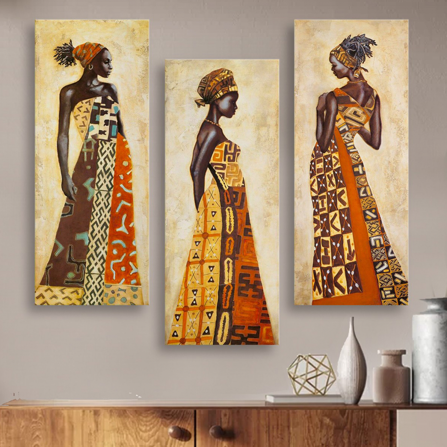 ΠΙΝΑΚΑΣ ΤΡΙΠΤΥΧΟ MDF AFRICAN STYLE WOMEN 60X0,3X50 εκ. 3