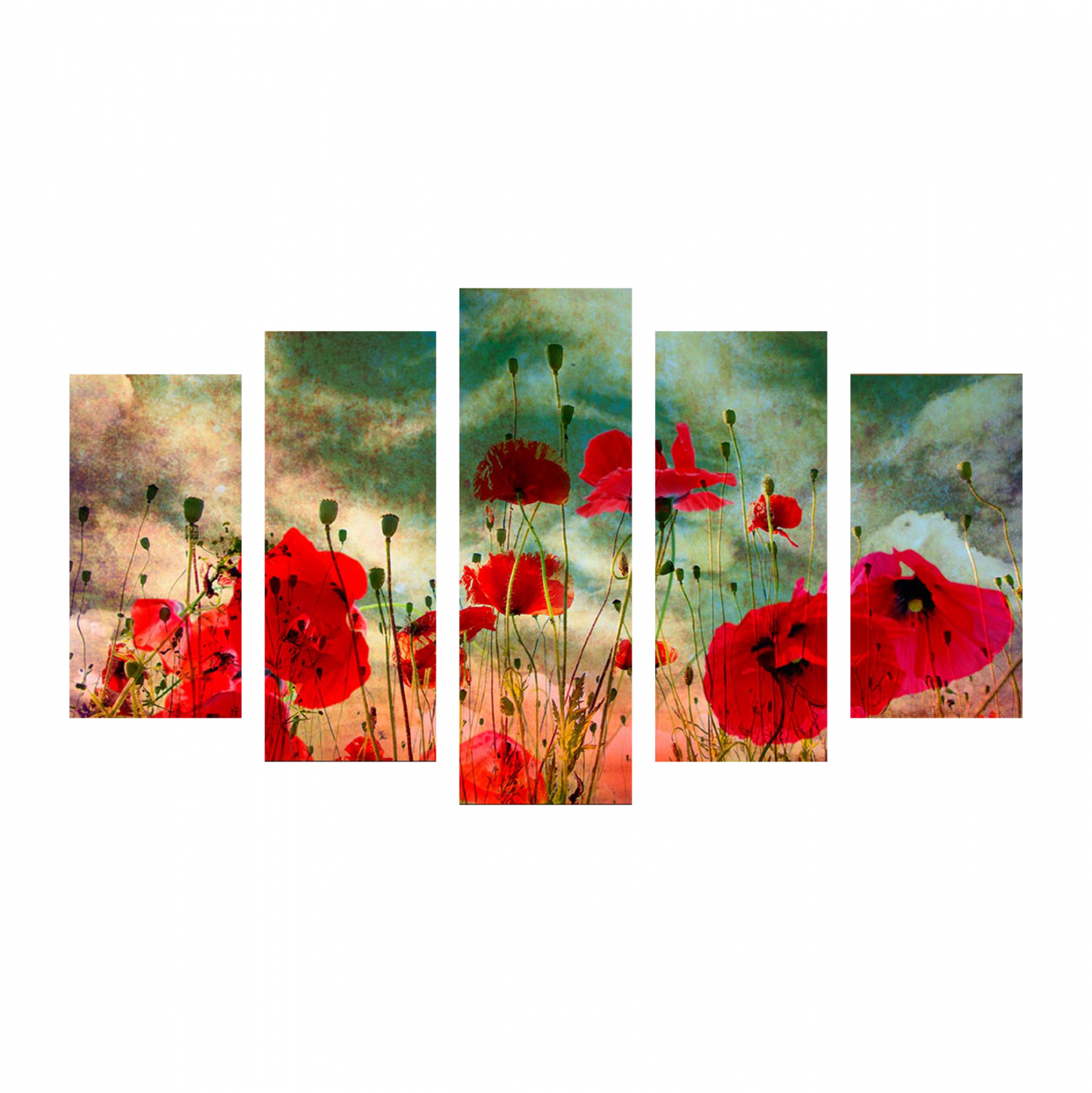 ΠΙΝΑΚΑΣ ΠΕΝΤΑΠΤΥΧΟ MDF POPPY FIELD 100X0,3X60 εκ. 1