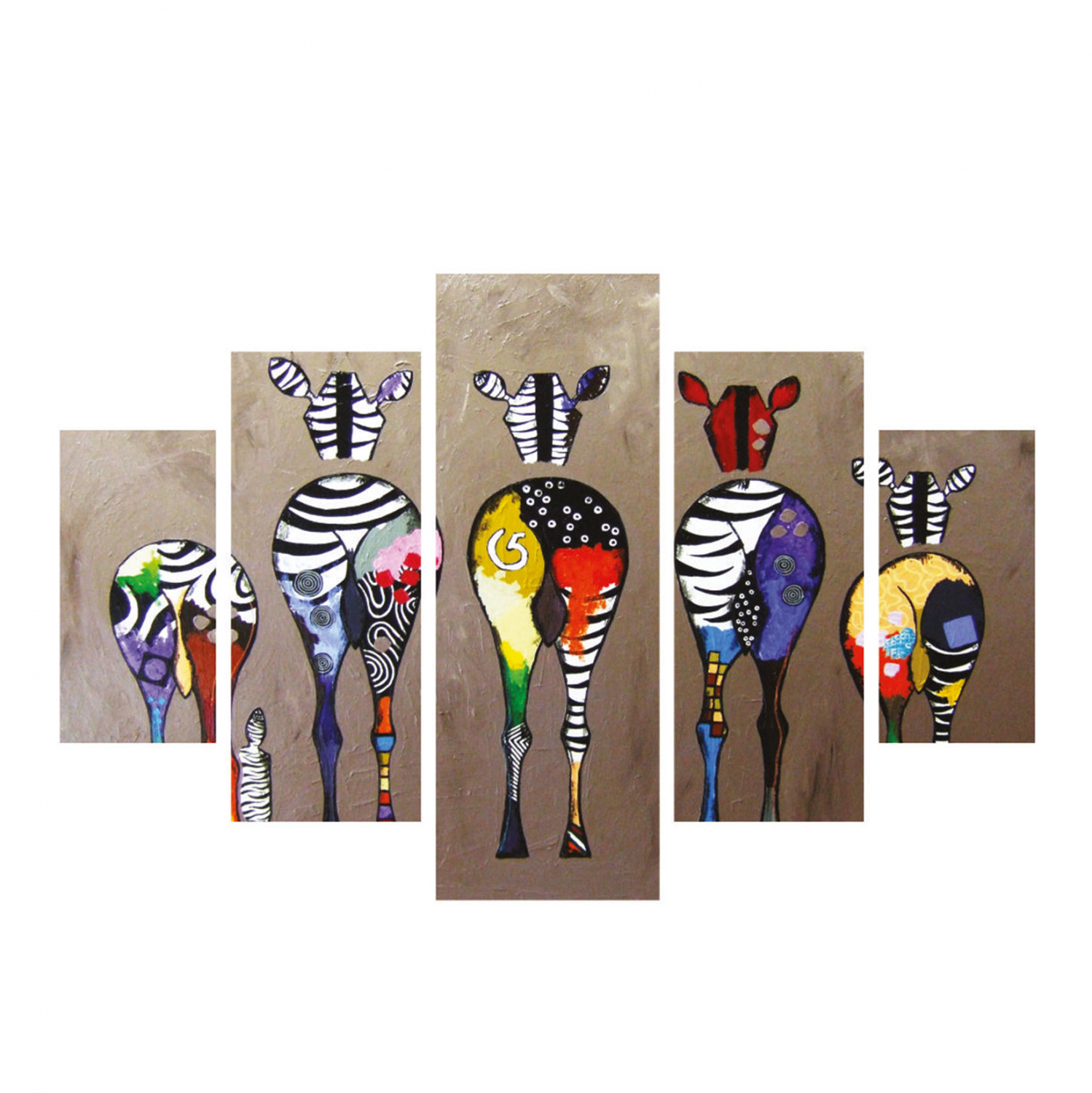 ΠΙΝΑΚΑΣ ΠΕΝΤΑΠΤΥΧΟ MDF COLORFUL ZEBRAS 82Χ56x3 1