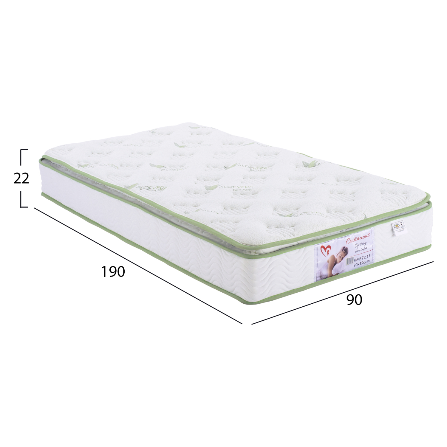 ΣΤΡΩΜΑ CONTINUOUS SPRING ΜΕ ΑΝΩΣΤΡΩΜΑ ALOE VERA 90X190 ΜΟΝΗΣ ΟΨΗΣ 2