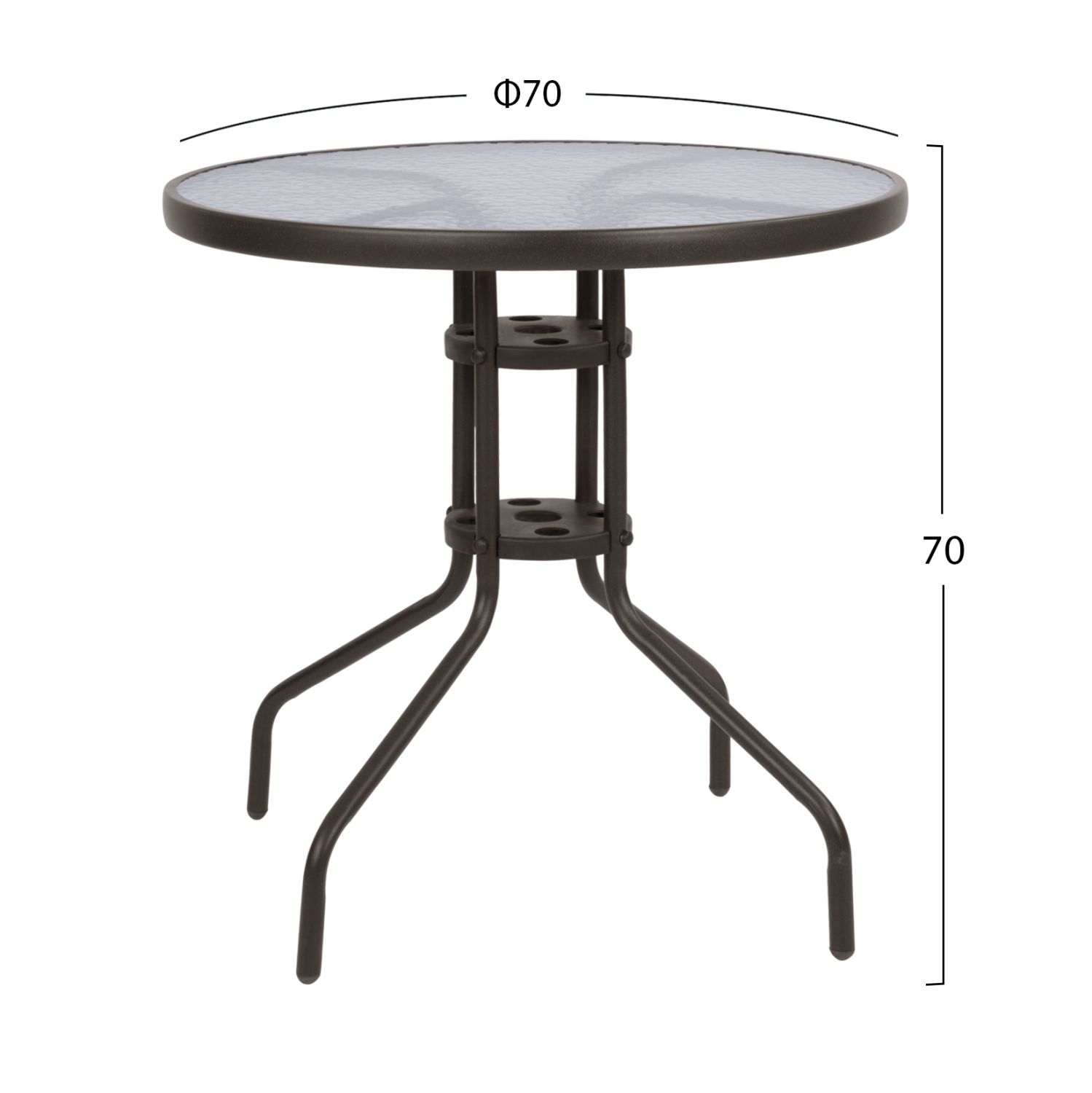 ΤΡΑΠΕΖΙ LIMA Φ70Χ70Υεκ. ΜΕΤΑΛΛΙΚΟ ΚΑΦΕ ΜΕ ΓΥΑΛΙΝΗ ΕΠΙΦΑΝΕΙΑ 2