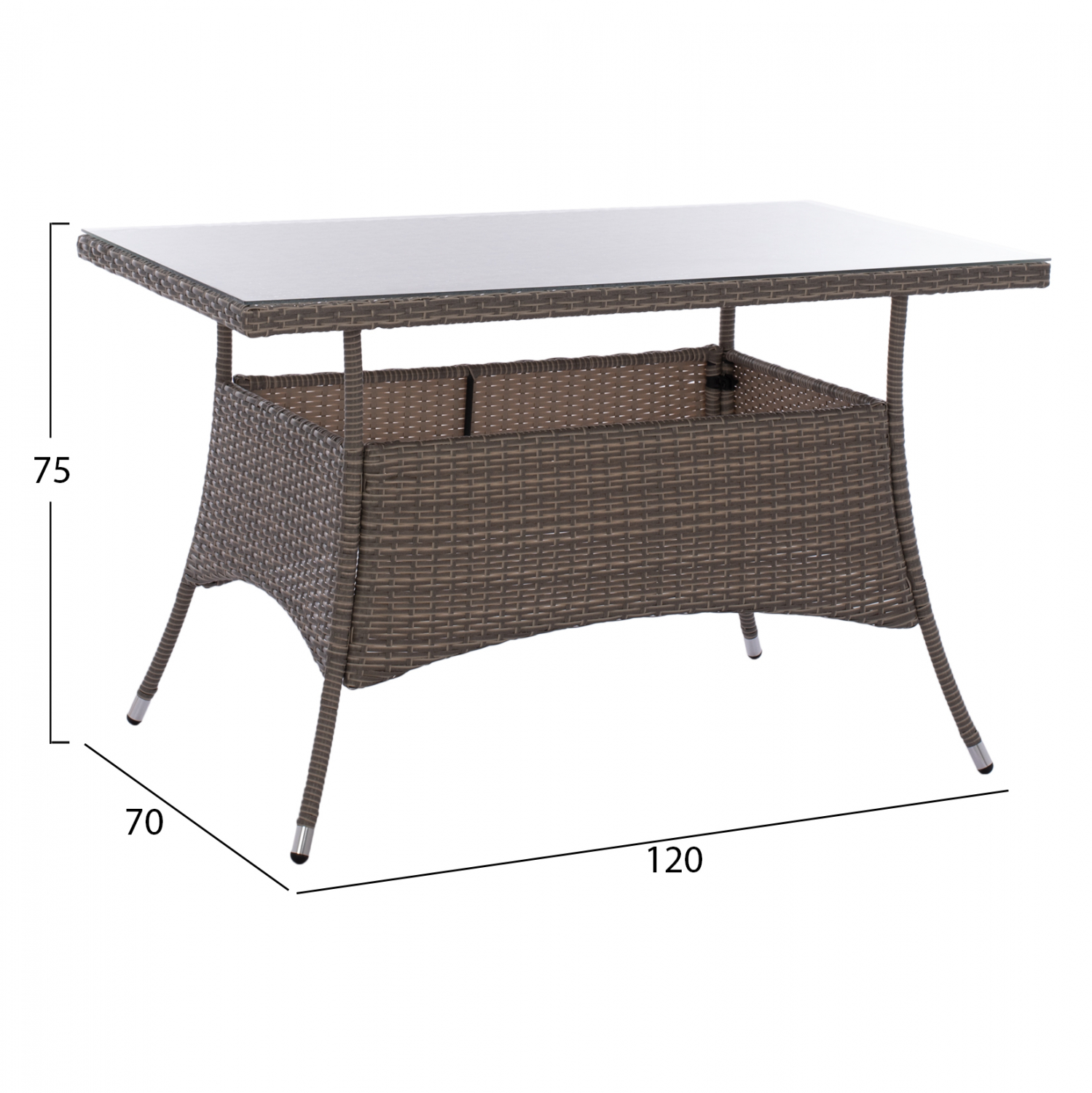 ΤΡΑΠΕΖΙ ΜΕΤΑΛΛΙΚΟ MILITARY RATTAN ΓΚΡΙ 120x70x75Υ εκ. 2