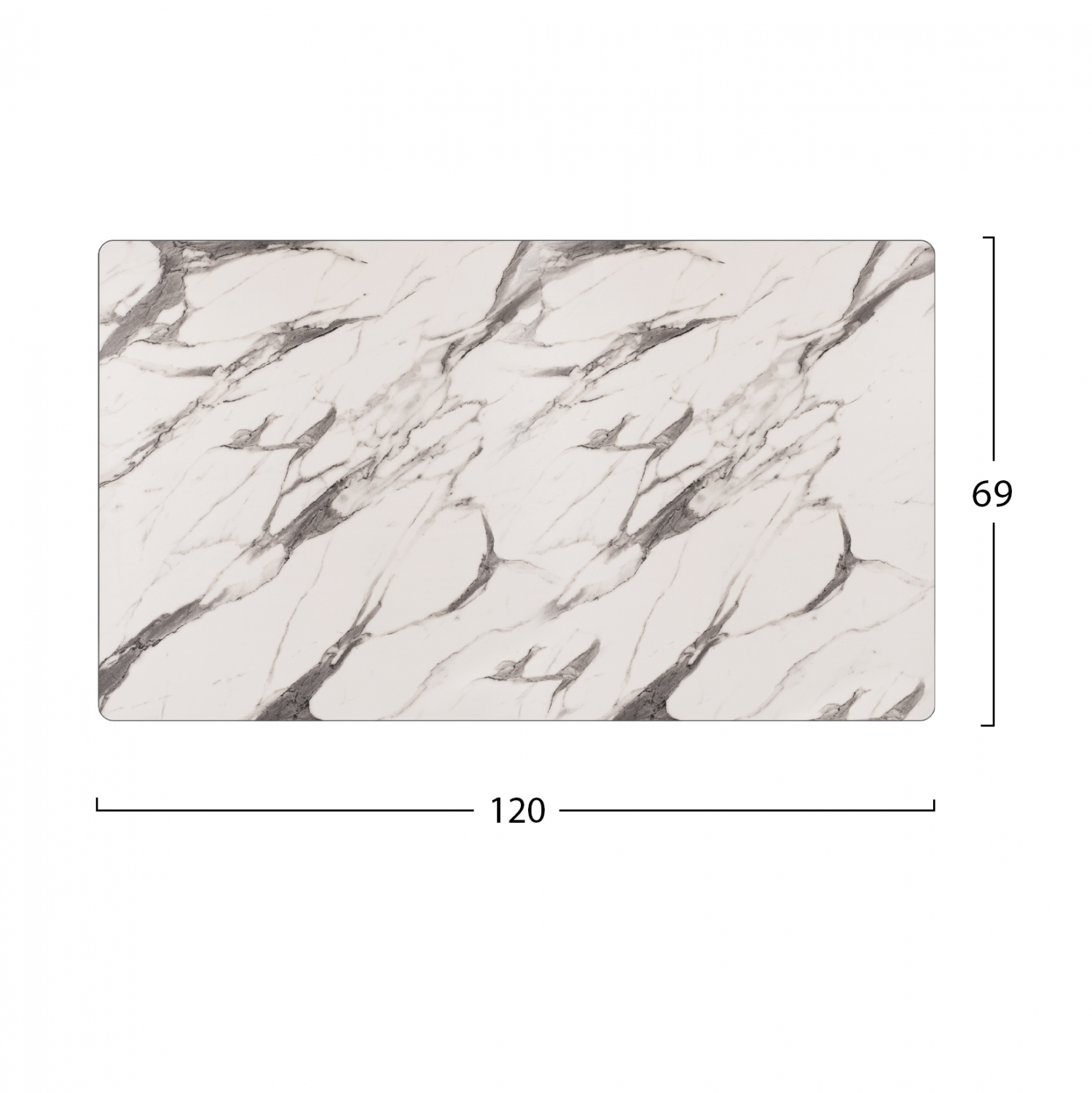 ΕΠΙΦΑΝΕΙΑ ΤΡΑΠΕΖΙΟΥ HPL MARBLE WHITE-GREY 120x69 εκ. ΠΑΧΟΥΣ 12mm. 2
