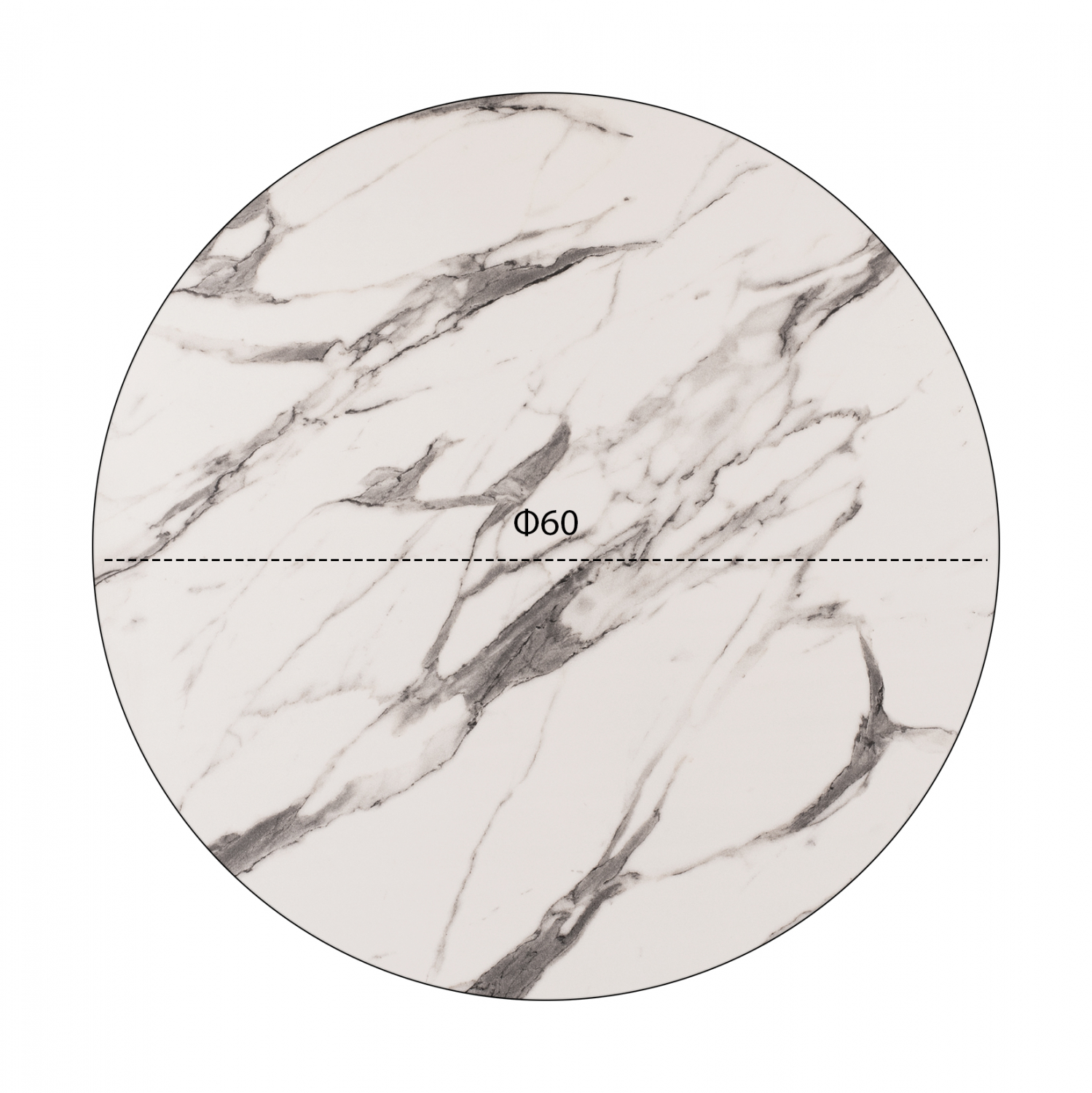 ΕΠΙΦΑΝΕΙΑ ΤΡΑΠΕΖΙΟΥ HPL MARBLE WHITE-GREY Φ60 εκ. ΠΑΧΟΥΣ 12mm. 2