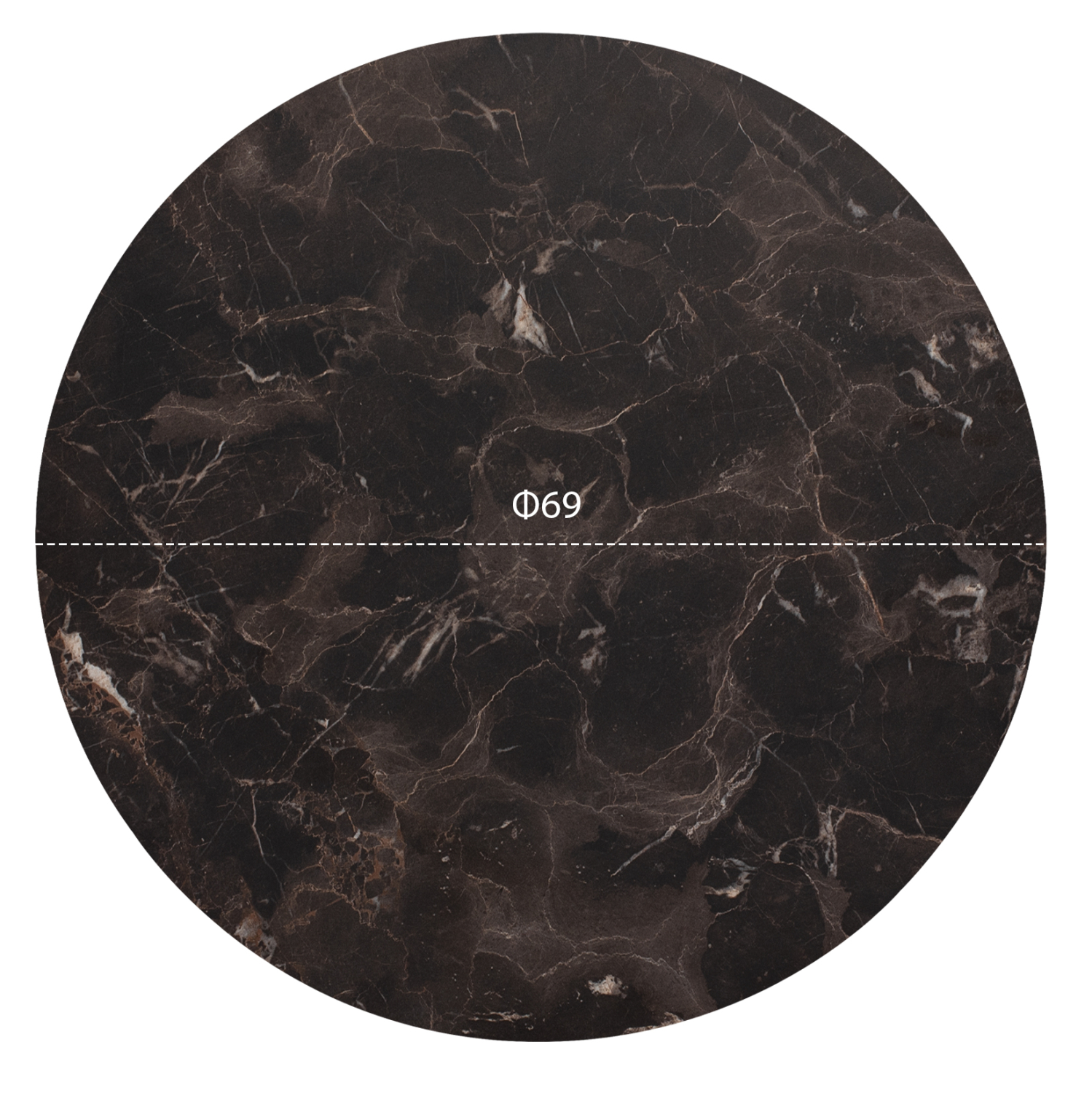 ΕΠΙΦΑΝΕΙΑ ΤΡΑΠΕΖΙΟΥ HPL BROWN MARBLE Φ69 εκ. ΠΑΧΟΥΣ 12mm. 2
