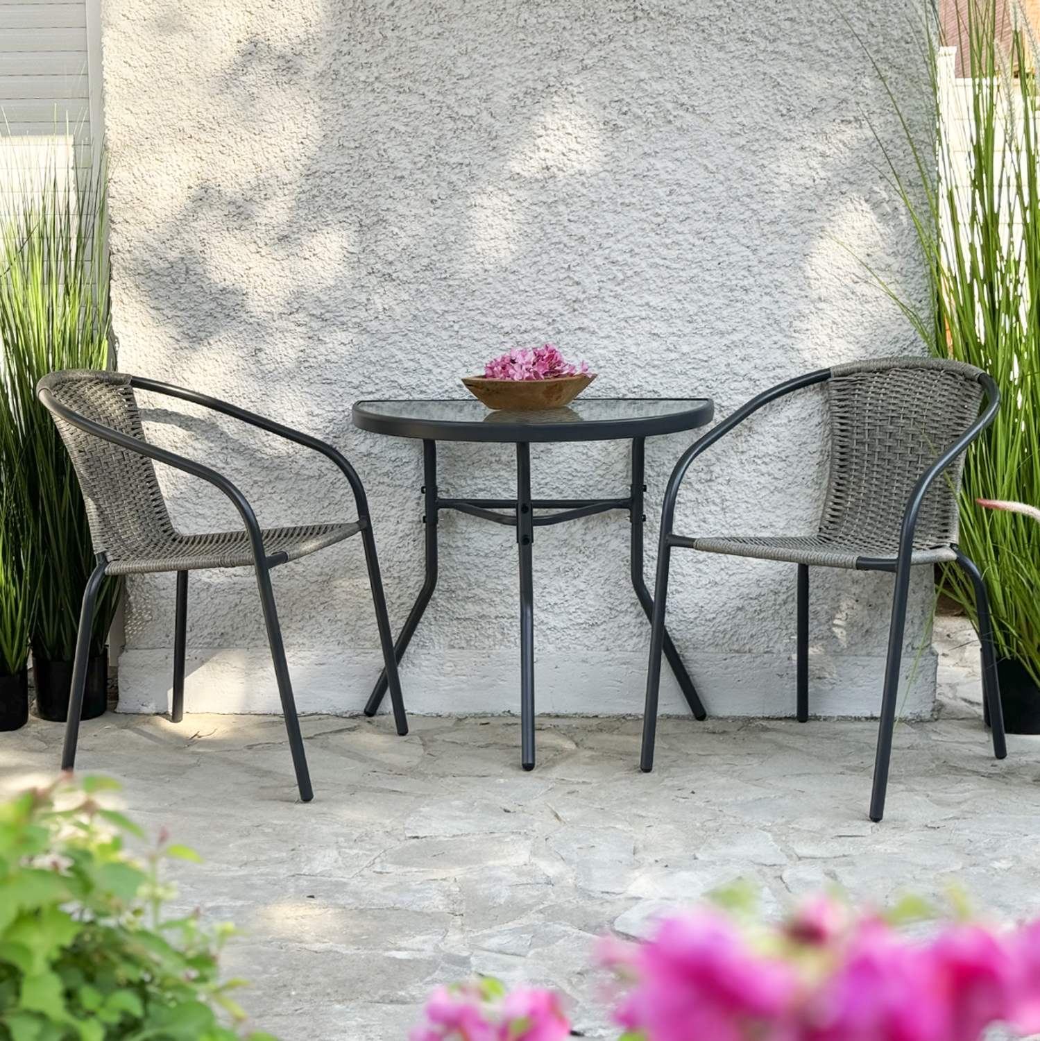 ΤΡΑΠΕΖΙ ΗΜΙΚΥΚΛΙΚΟ LIMA ΜΕΤΑΛΛΙΚΟ ΚΑΦΕ ΜΕ ΓΥΑΛΙΝΟ TOP 70x40x64,5Υεκ. 2