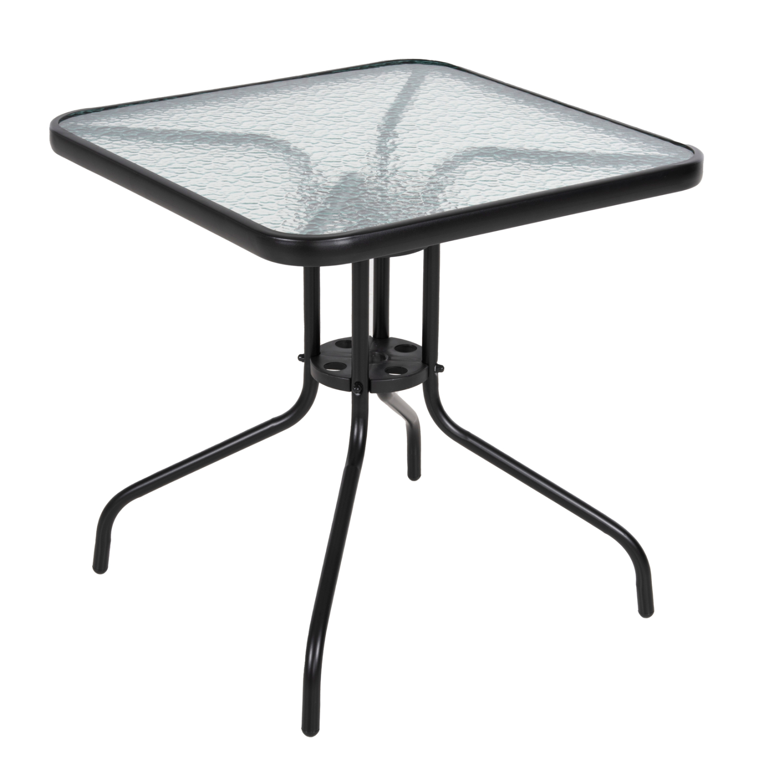 ΤΡΑΠΕΖΙ ΕΞΩΤ.ΧΩΡΟΥ FIGO ΜΕΤΑΛΛΟ ΜΑΥΡΟ- ΓΥΑΛΙΝΗ ΕΠΙΦΑΝΕΙΑ 70Χ70Χ70Υεκ 1