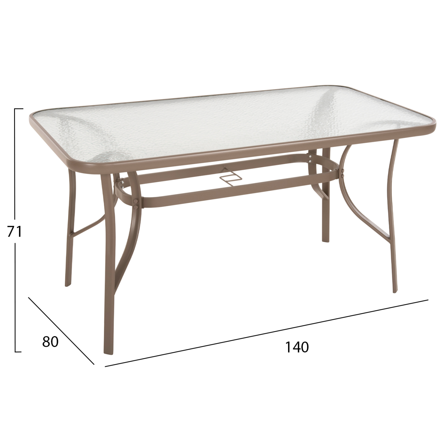 ΤΡΑΠΕΖΙ BRUNO ΣΑΜΠΑΝΙ ΜΕΤΑΛΛΙΚΟ ΜΕ ΓΥΑΛΙΝΗ ΕΠΙΦΑΝΕΙΑ 140Χ80Χ71Υεκ 2