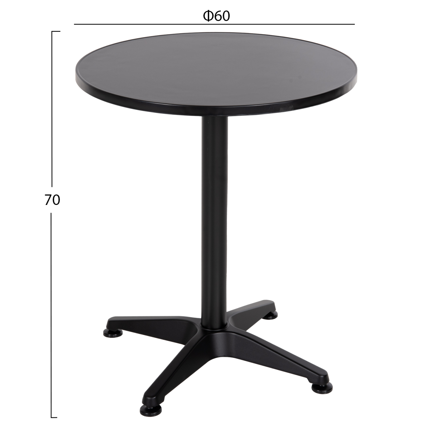 ΤΡΑΠΕΖΙ ΣΤΡΟΓΓΥΛΟ GOSS ΑΛΟΥΜΙΝΙΟ ΜΑΥΡΟ Φ60x70Υεκ. 2