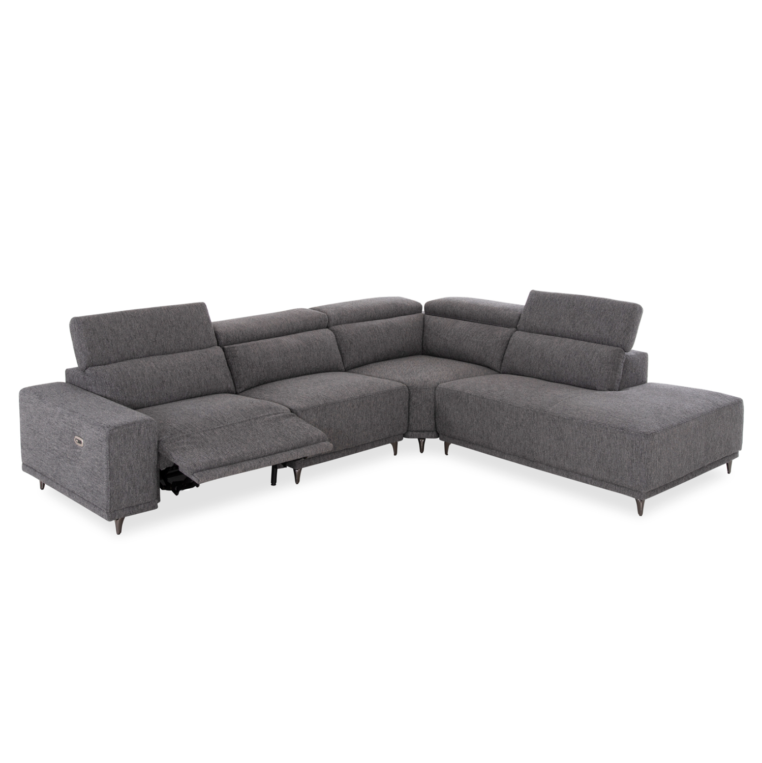 ΚΑΝΑΠΕΣ ΔΕΞΙΑ ΓΩΝΙΑ 5Θ ΜΕ RECLINE LUNARIS ΓΚΡΙ ΥΦΑΣΜΑ 307x267x94Yεκ 1