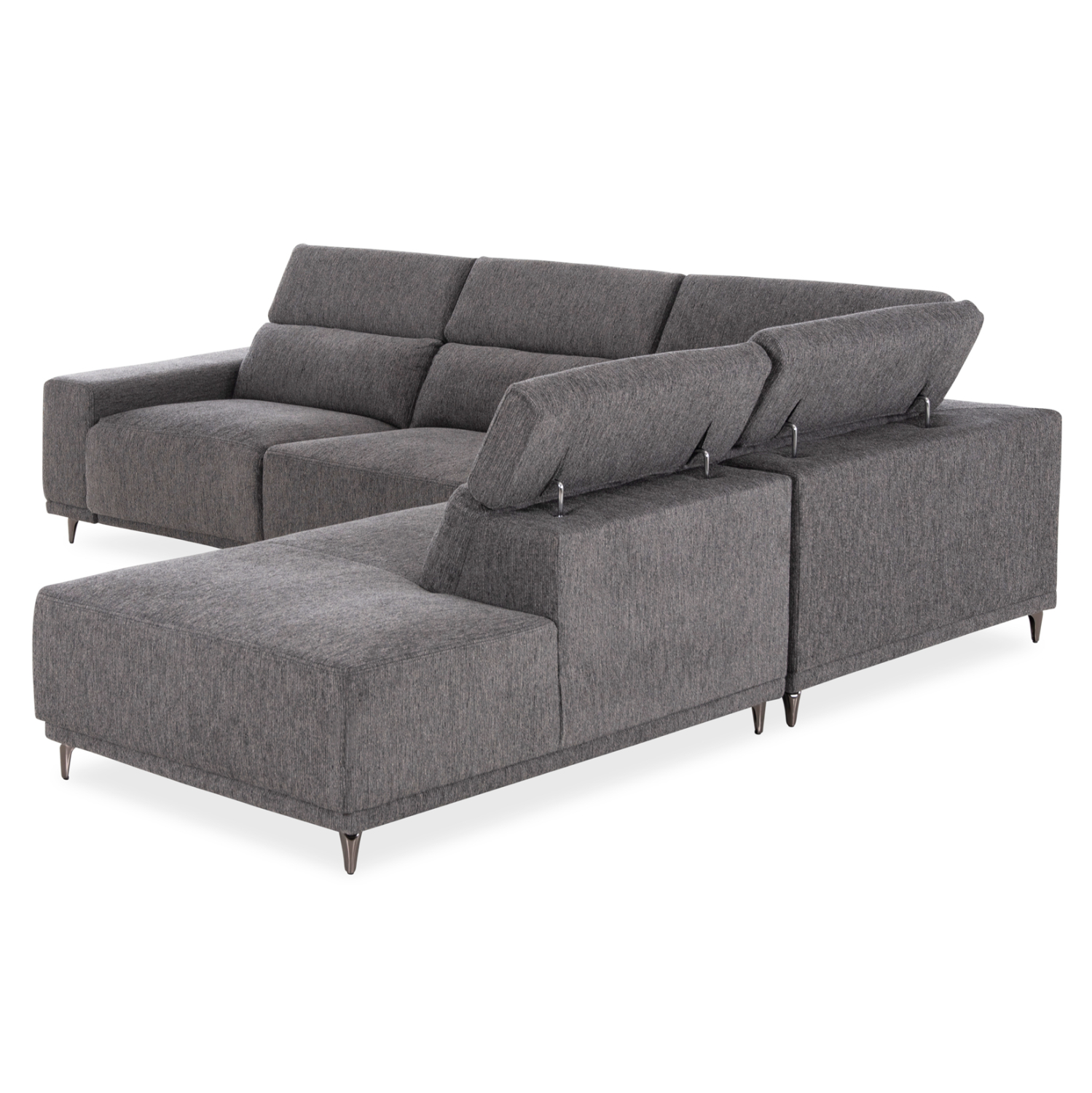ΚΑΝΑΠΕΣ ΔΕΞΙΑ ΓΩΝΙΑ 5Θ ΜΕ RECLINE LUNARIS ΓΚΡΙ ΥΦΑΣΜΑ 307x267x94Yεκ 5