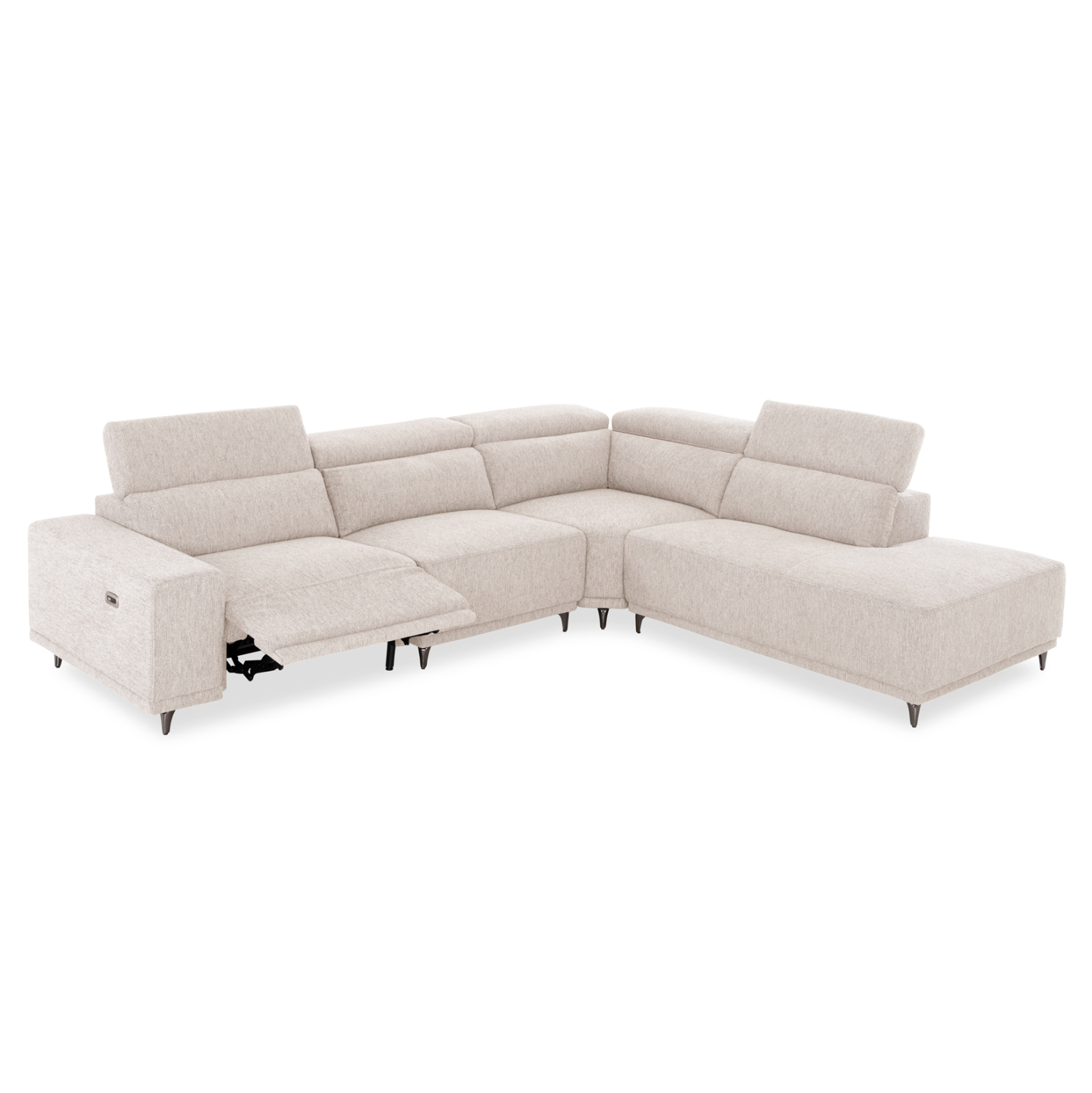 ΚΑΝΑΠΕΣ ΔΕΞΙΑ ΓΩΝΙΑ 5Θ ΜΕ RECLINE LUNARIS ΕΚΡΟΥ ΥΦΑΣΜΑ 307x267x94Yεκ 1