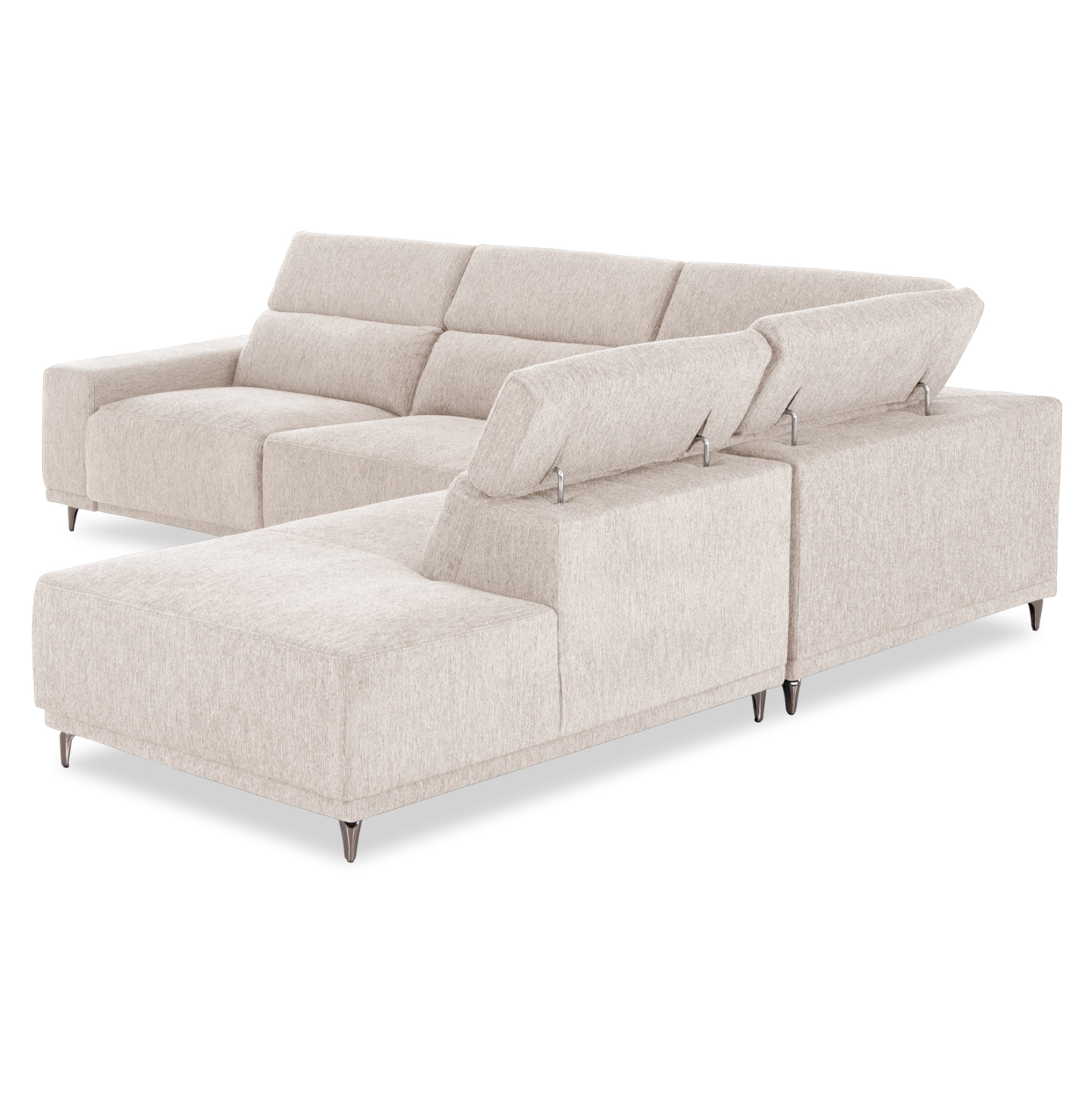 ΚΑΝΑΠΕΣ ΔΕΞΙΑ ΓΩΝΙΑ 5Θ ΜΕ RECLINE LUNARIS ΕΚΡΟΥ ΥΦΑΣΜΑ 307x267x94Yεκ 5