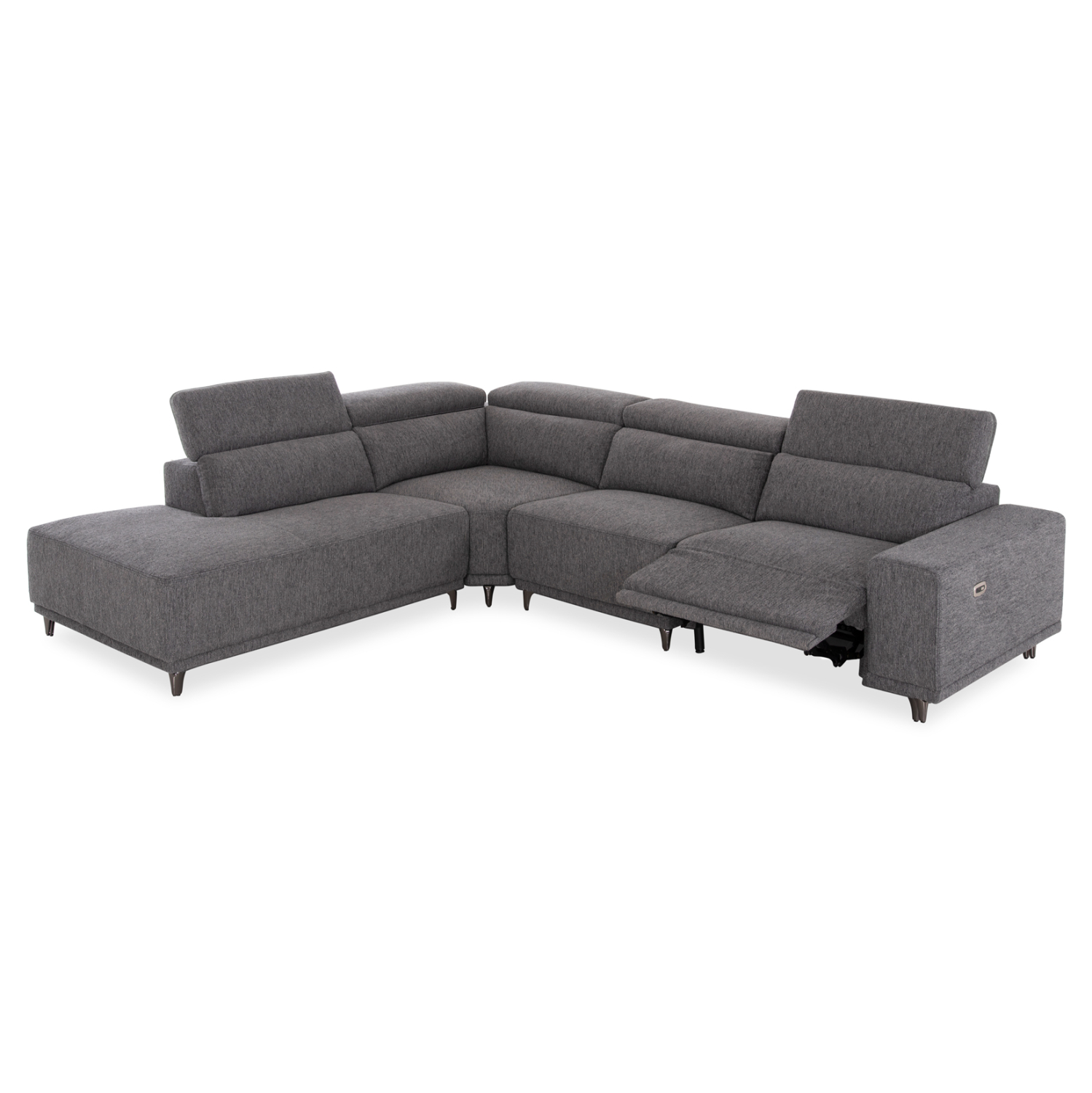 ΚΑΝΑΠΕΣ ΑΡΙΣΤΕΡΗ ΓΩΝΙΑ 5Θ ΜΕ RECLINE LUNARIS ΓΚΡΙ ΥΦΑΣΜΑ 307x267x94Yεκ 1