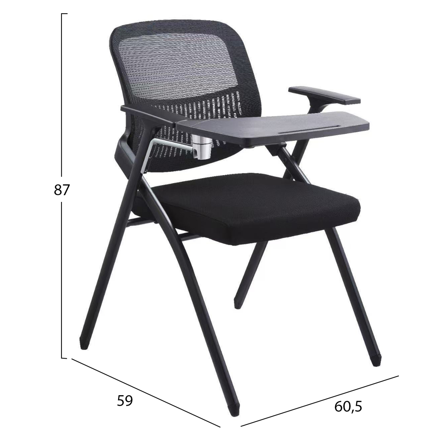 ΚΑΡΕΚΛΑ ΣΥΝΕΔΡΙΟΥ ΠΤΥΣΣΟΜΕΝΗ ΜΕ ΑΝΑΛΟΓΙΟ  MESH ΥΦΑΣΜΑ ΜΑΥΡΟ 65x63x82Υεκ. 2