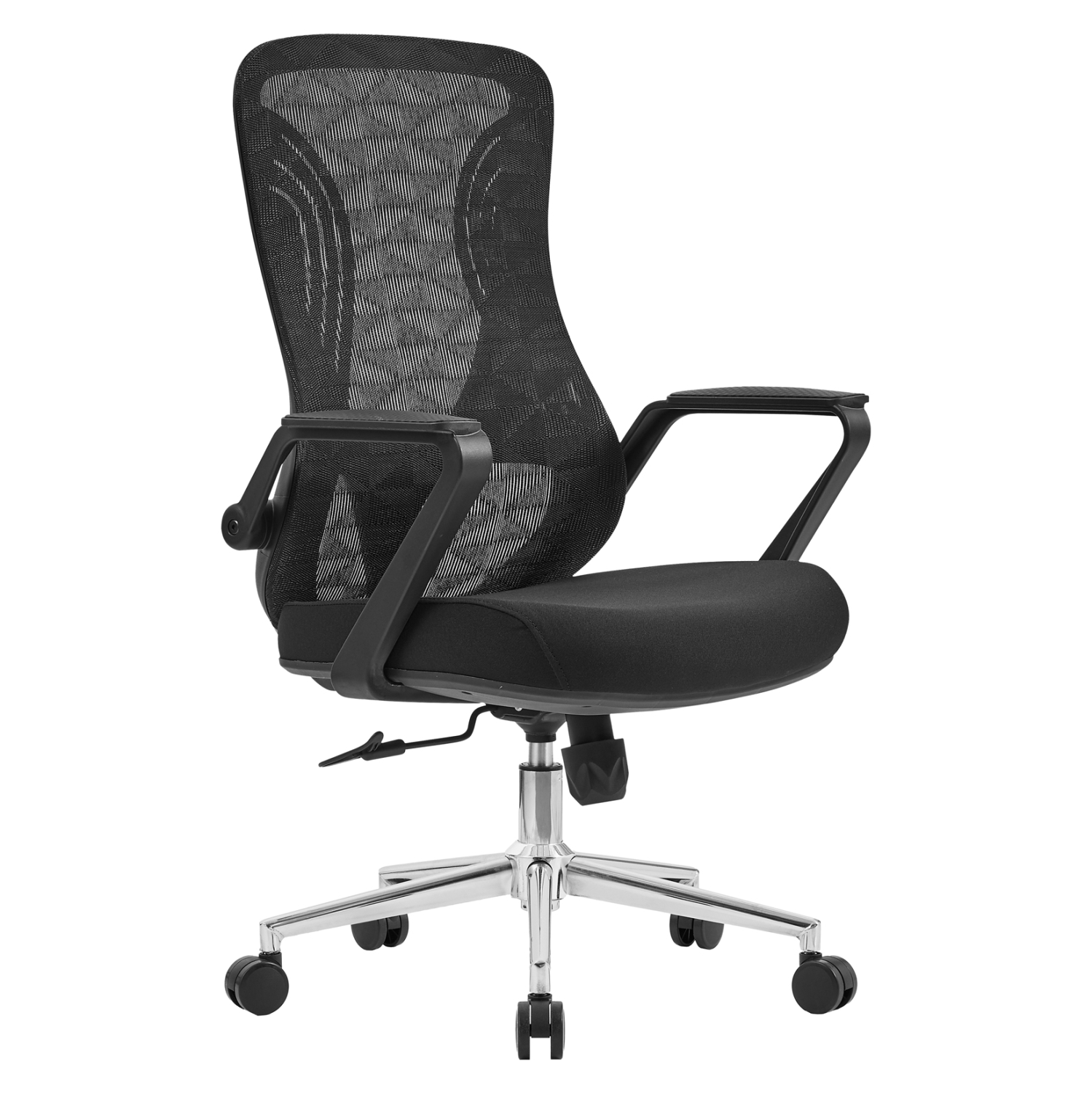 ΚΑΡΕΚΛΑ ΓΡΑΦΕΙΟΥ DECIFER ΜΑΥΡO MESH-ΒΑΣΗ ΧΡΩΜΙΟΥ 61x60x110Υεκ. 1
