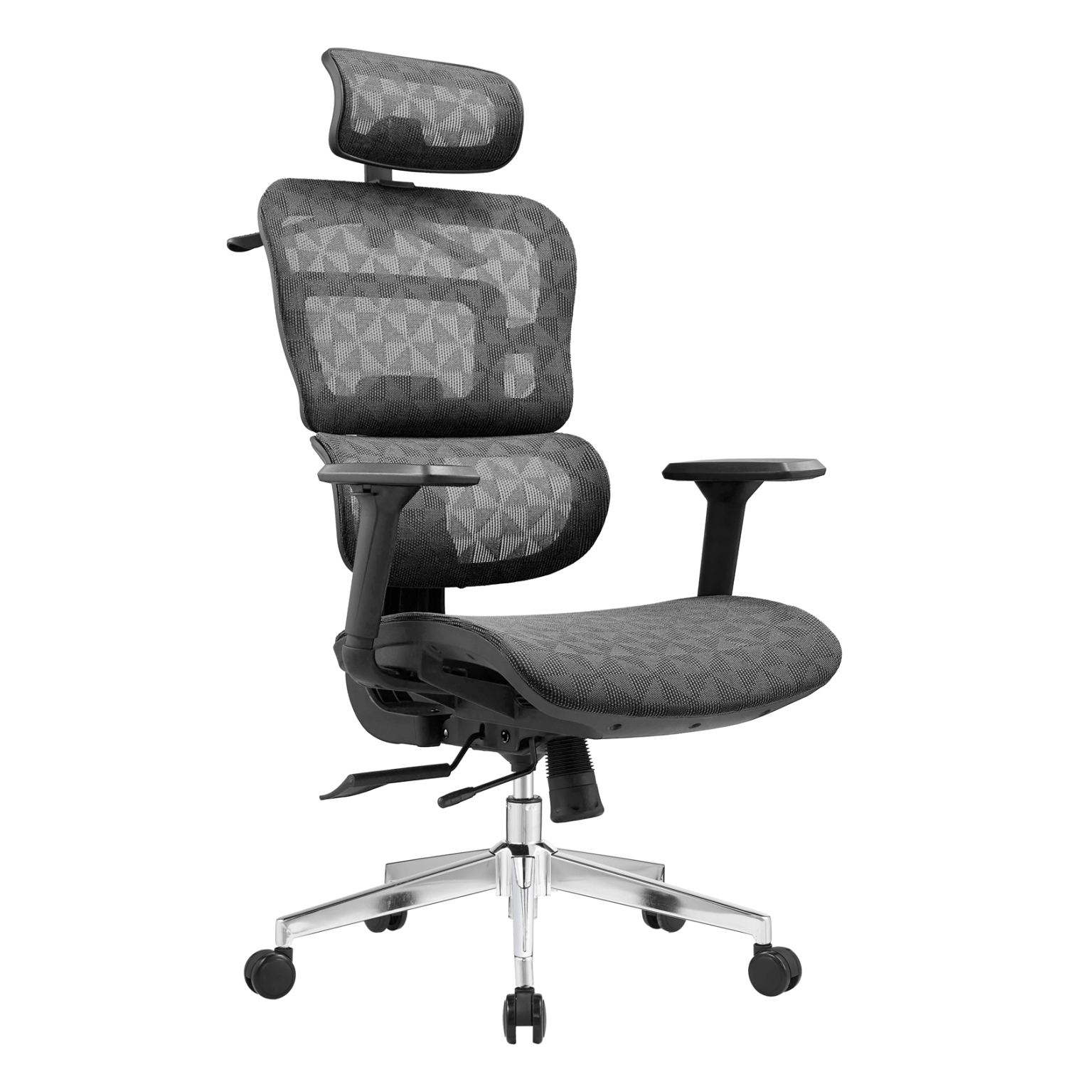 ΚΑΡΕΚΛΑ ΓΡΑΦΕΙΟΥ MODEN ΜΑΥΡO MESH--ΒΑΣΗ ΧΡΩΜΙΟΥ 68x69x126Υεκ 1