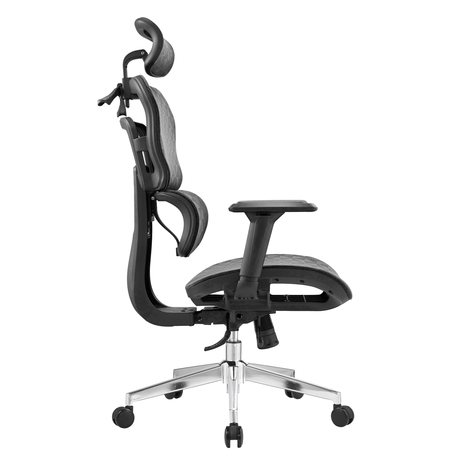 ΚΑΡΕΚΛΑ ΓΡΑΦΕΙΟΥ MODEN ΜΑΥΡO MESH--ΒΑΣΗ ΧΡΩΜΙΟΥ 68x69x126Υεκ 3