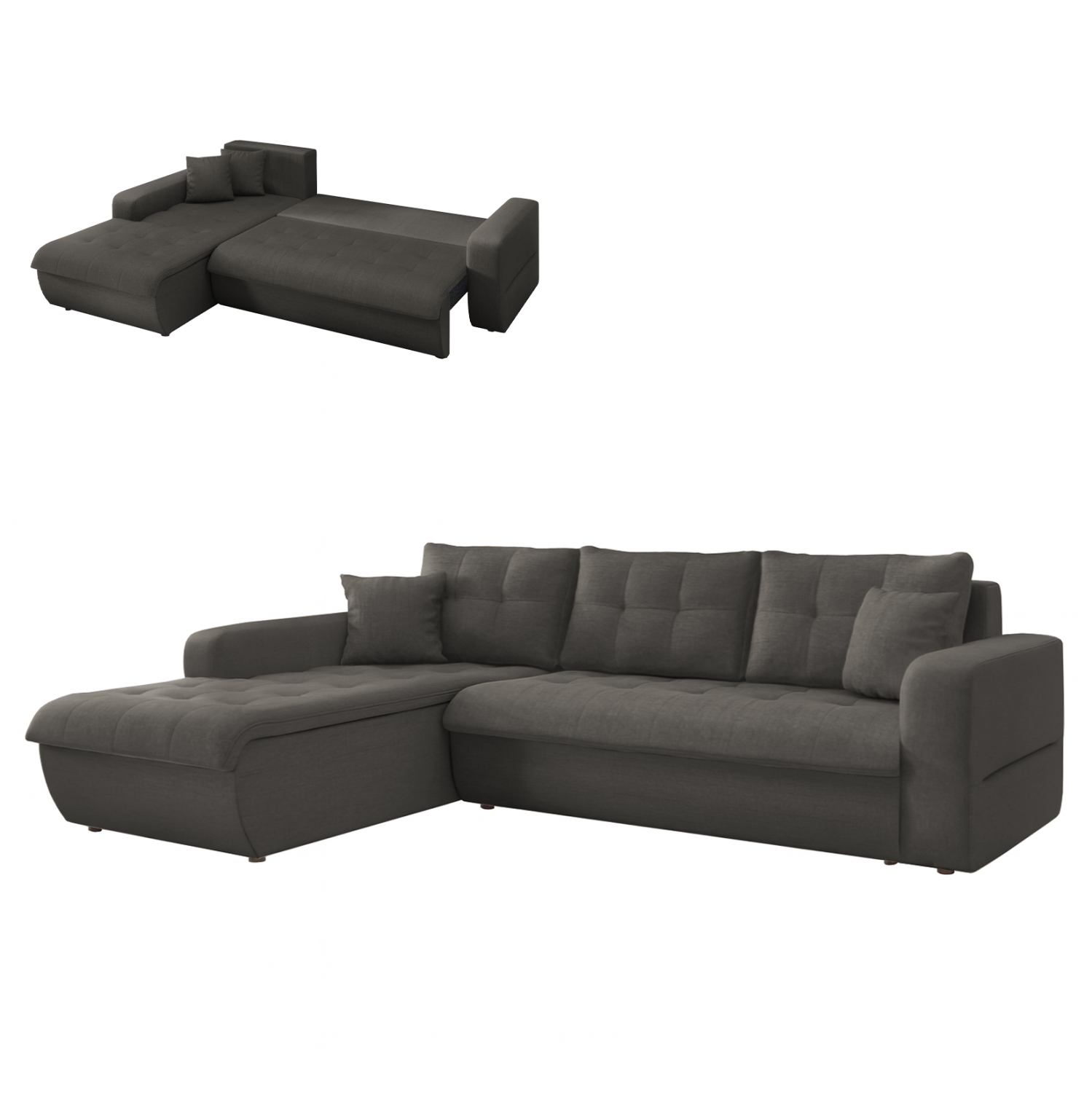 ΚΑΝΑΠΕΣ ΚΡΕΒΑΤΙ ΑΡΙΣΤΕΡΗ ΓΩΝΙΑ  ΓΚΡΙ ΥΦΑΣΜΑ 244x188x80Υεκ 1