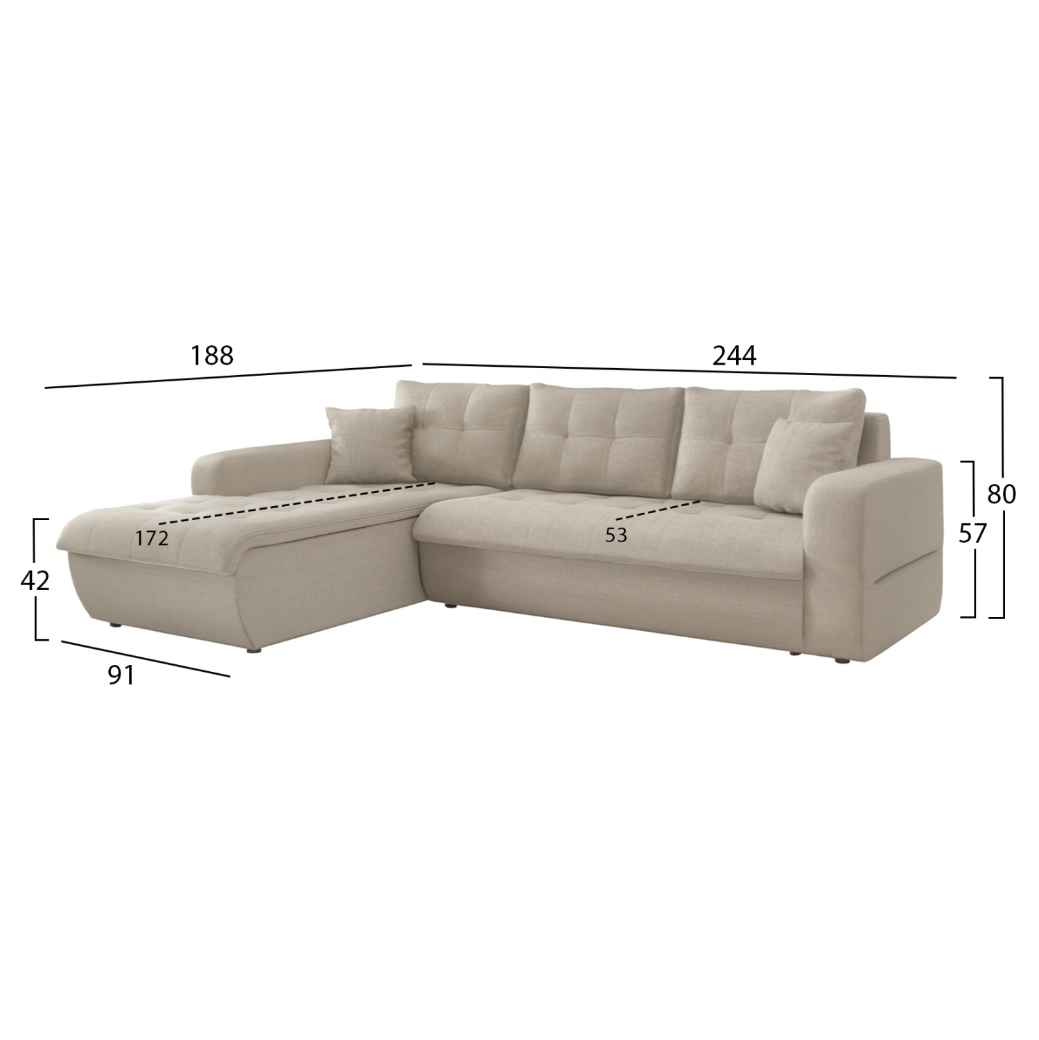 ΚΑΝΑΠΕΣ ΚΡΕΒΑΤΙ ΑΡΙΣΤΕΡΗ ΓΩΝΙΑ  ΜΠΕΖ ΥΦΑΣΜΑ 244x188x80Υεκ 2