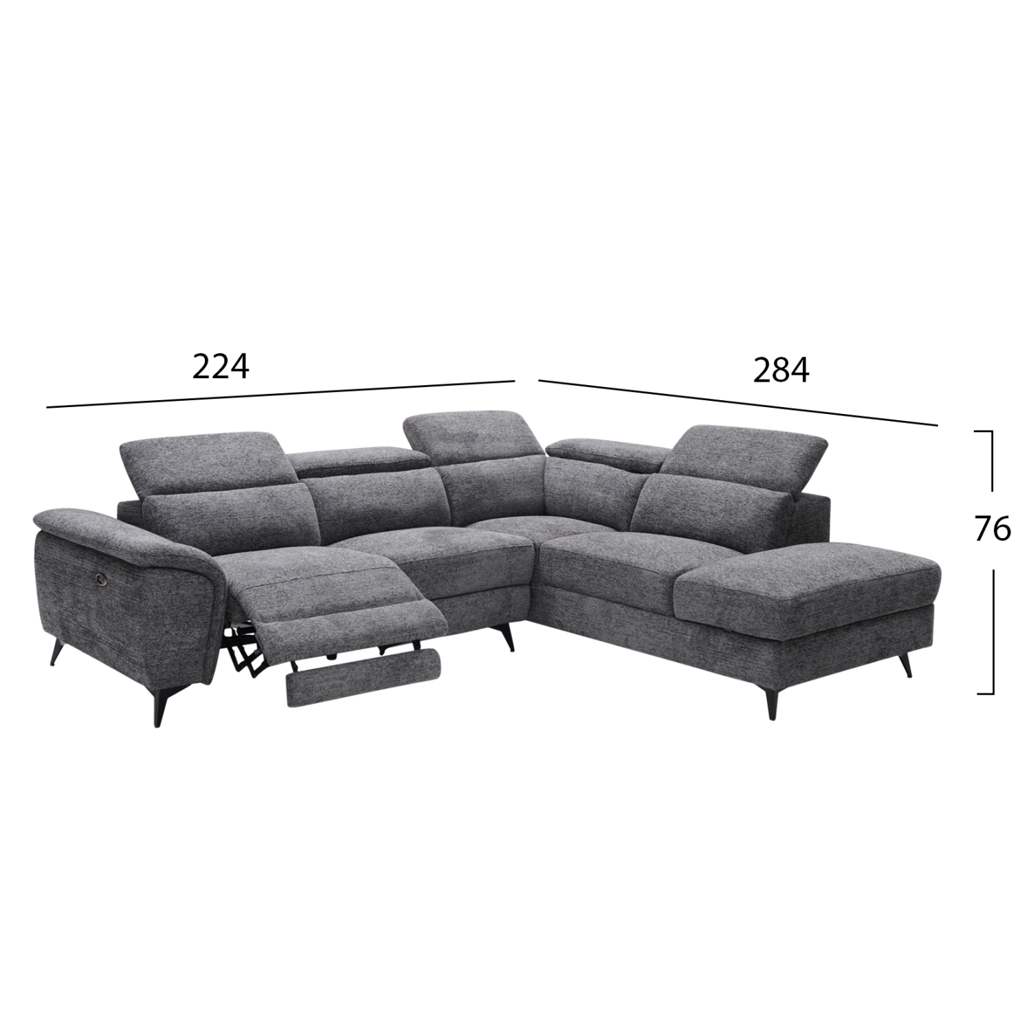 ΚΑΝΑΠΕΣ ΔΕΞΙΑ ΓΩΝΙΑ-ΑΝΑΚΛΙΣΗ & ΑΠΟΘ.ΧΩΡΟΣ-RESTRO ΓΚΡΙ ΥΦΑΣΜΑ 284x224x76Υεκ 2