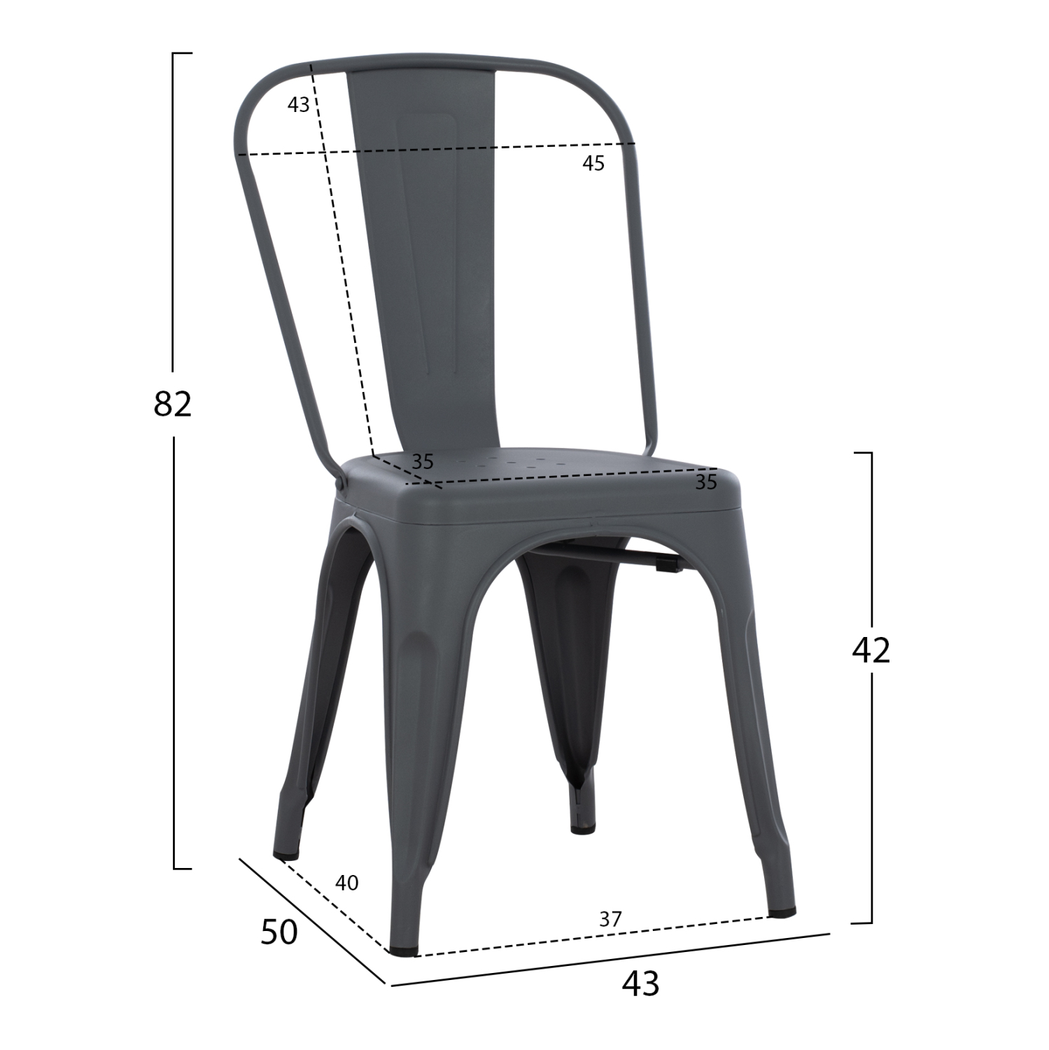 ΚΑΡΕΚΛΑ ΜΕΤΑΛΛΙΚΗ MELITA-PRO ΓΚΡΙ 44x47x84.5Υεκ. 2