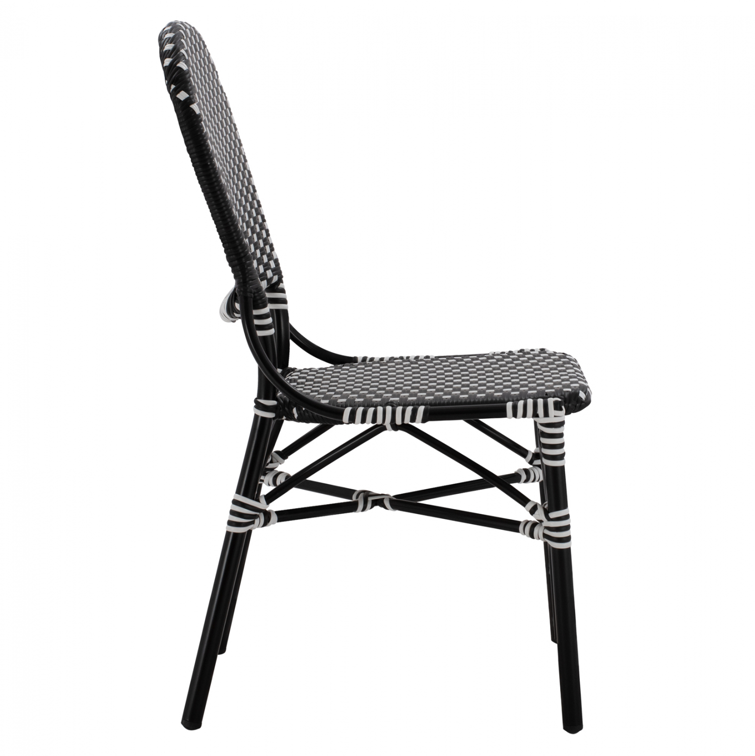 ΚΑΡΕΚΛΑ ΑΛΟΥΜΙΝΙΟΥ BAMBOO LOOK ΜΕ WICKER ΜΑΥΡΟ ΛΕΥΚΟ 46x60x96 εκ. 4