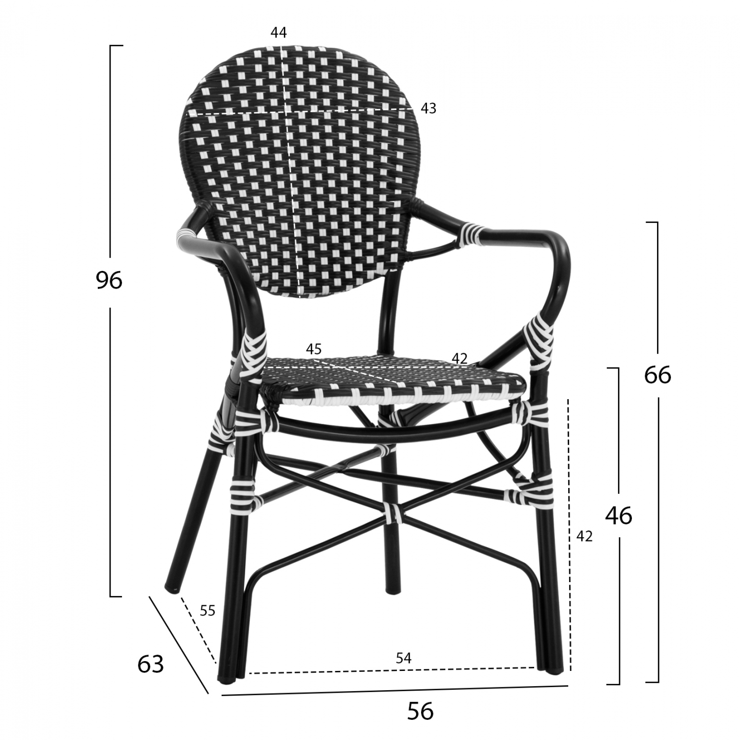 ΠΟΛΥΘΡΟΝΑ ΑΛΟΥΜΙΝΙΟΥ BAMBOO LOOK ΜΕ ΜΑΥΡΟ ΛΕΥΚΟ WICKER 56X63X96Y εκ. 2
