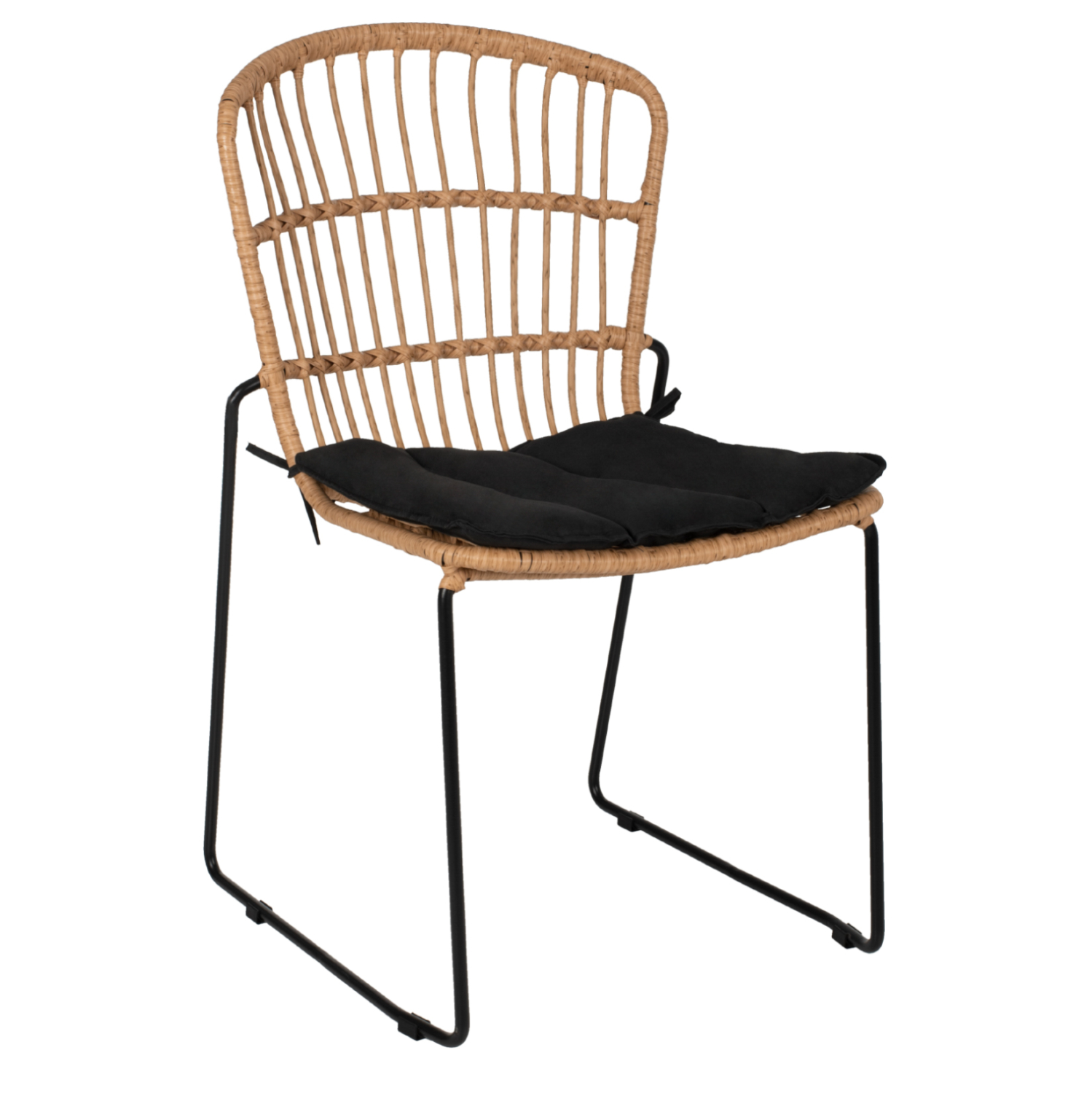 ΚΑΡΕΚΛΑ ΜΕΤΑΛΛΙΚΗ ΜΑΥΡΗ ΜΑΥΡΟ ΜΑΞΙΛΑΡΙ & RATTAN ΦΥΣΙΚΟ 51.5x58x86Yεκ. 1