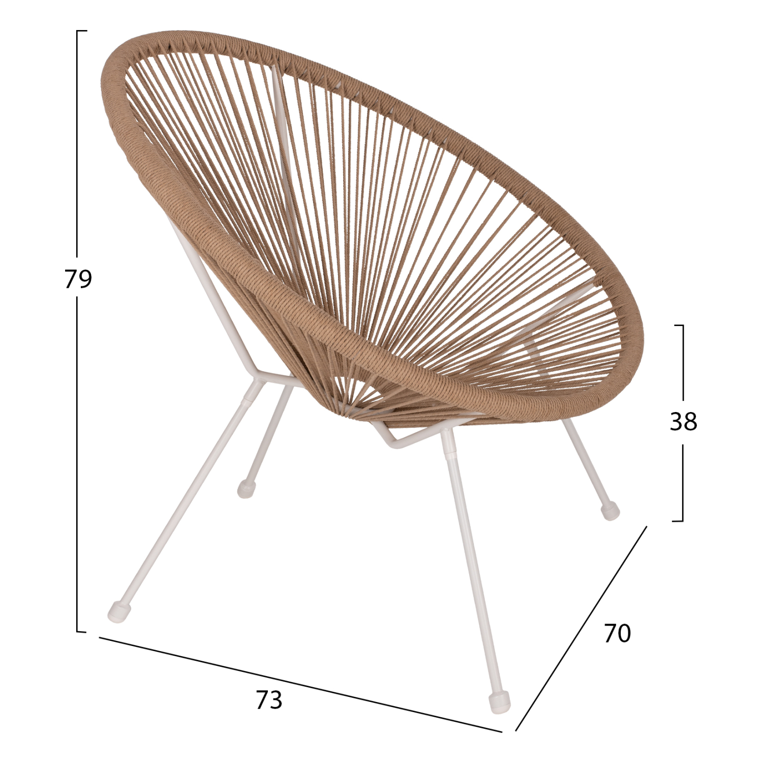 ΠΟΛΥΘΡΟΝΑ ACAPULCO Τ. ΦΩΛΙΑ ΜΕΤΑΛΛΟ ΛΕΥΚΟ ΜΕ TWISTED WICKER 70x73x79 εκ. 2