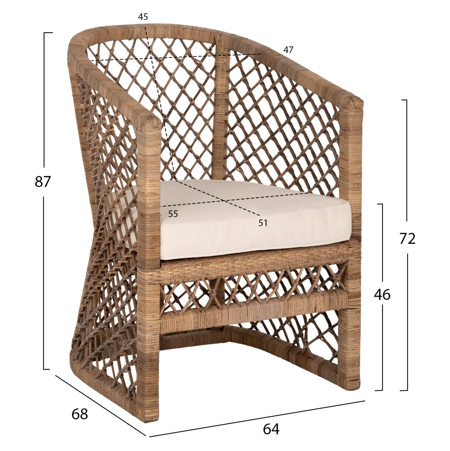 ΠΟΛΥΘΡΟΝΑ MPIKO RATTAN ΦΥΣΙΚΟ-ΜΑΞΙΛΑΡΙ ΕΚΡΟΥ 64x68x87Υ εκ. 2