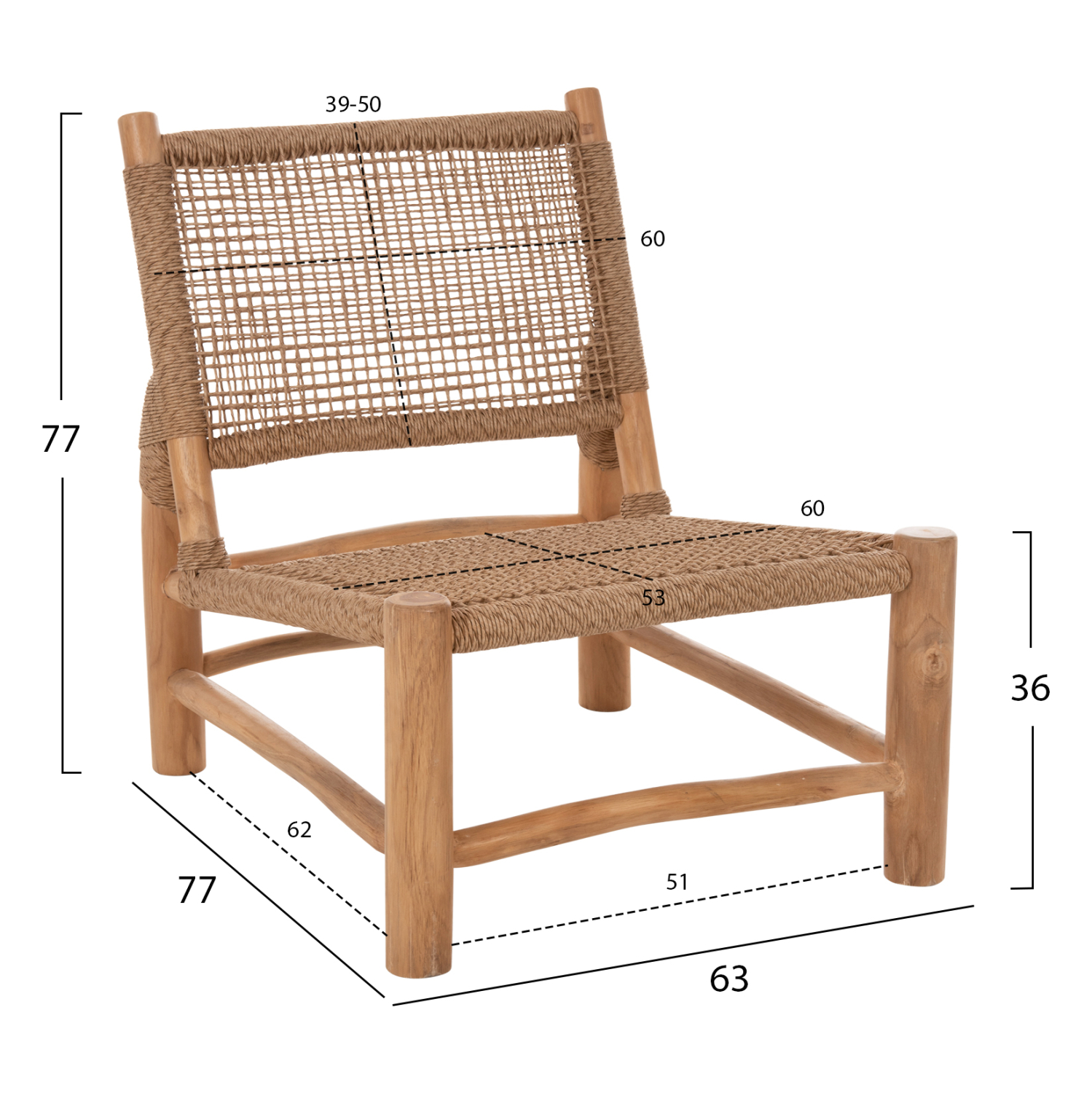ΚΑΡΕΚΛΑ LONDER ΞΥΛΟ TEAK ΣΕ ΦΥΣΙΚΟ ΚΑΙ ΣΥΝΘΕΤΙΚΟ RATTAN 63x77x77Υεκ. 2