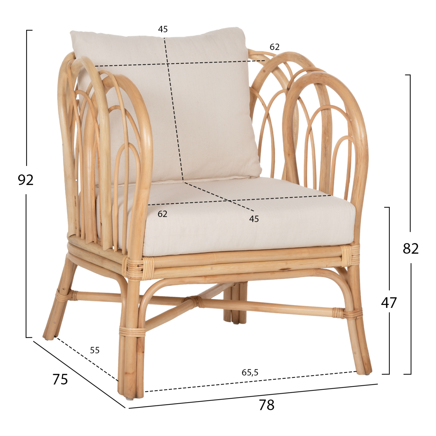 ΠΟΛΥΘΡΟΝΑ ESTOR RATTAN ΣΕ ΦΥΣΙΚΟ-ΛΕΥΚΟ ΜΑΞΙΛΑΡΙ 78x75x92Υ εκ. 2