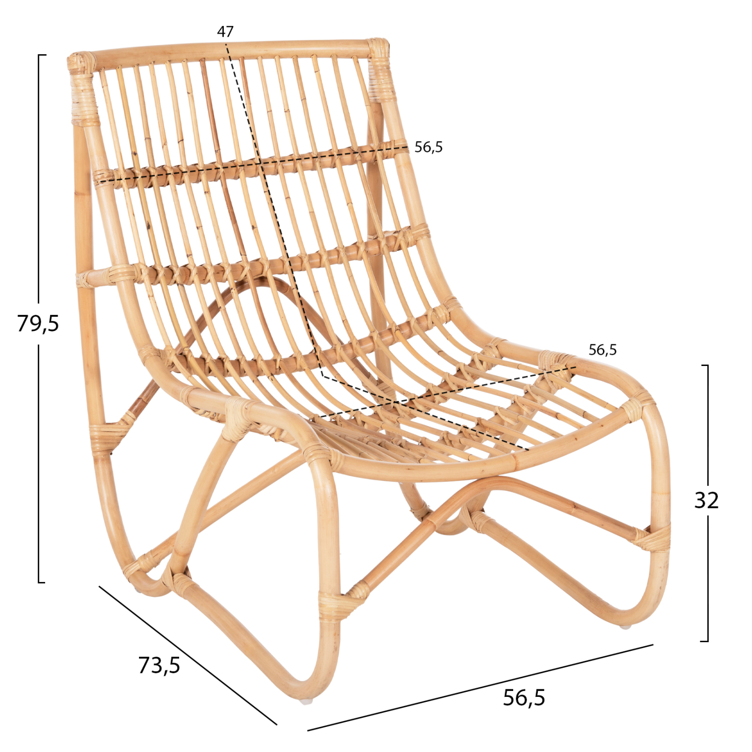 ΠΟΛΥΘΡΟΝΑ GRINN HM9815.01 ΡΑΒΔΟΙ RATTAN ΣΕ ΦΥΣΙΚΟ 56,5x73,5x79,5Υ εκ. 2