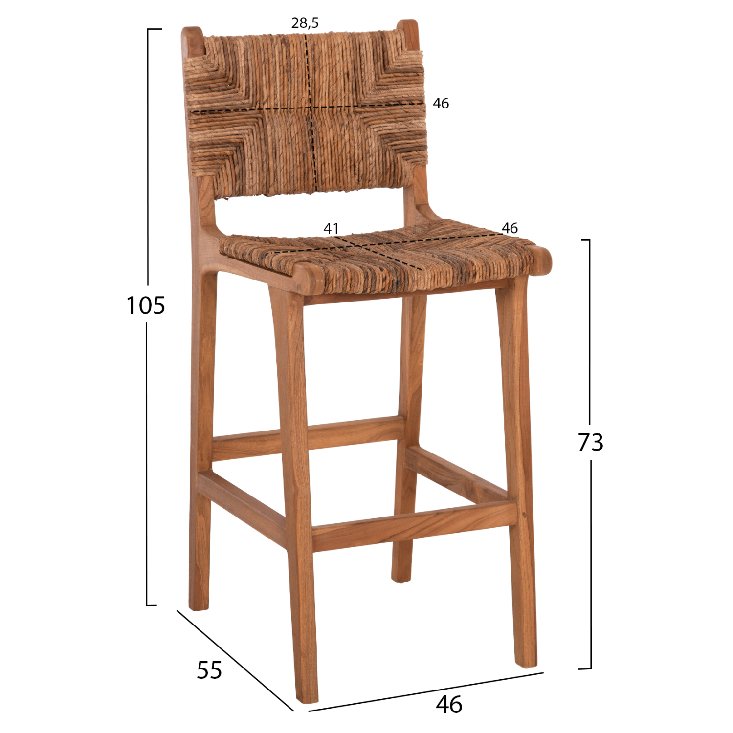 ΣΚΑΜΠΟ ΜΠΑΡ WALTER ΞΥΛO TEAK ΣΕ ΦΥΣΙΚΟ-ΨΑΘΑ 46x55x105Υ εκ. 2