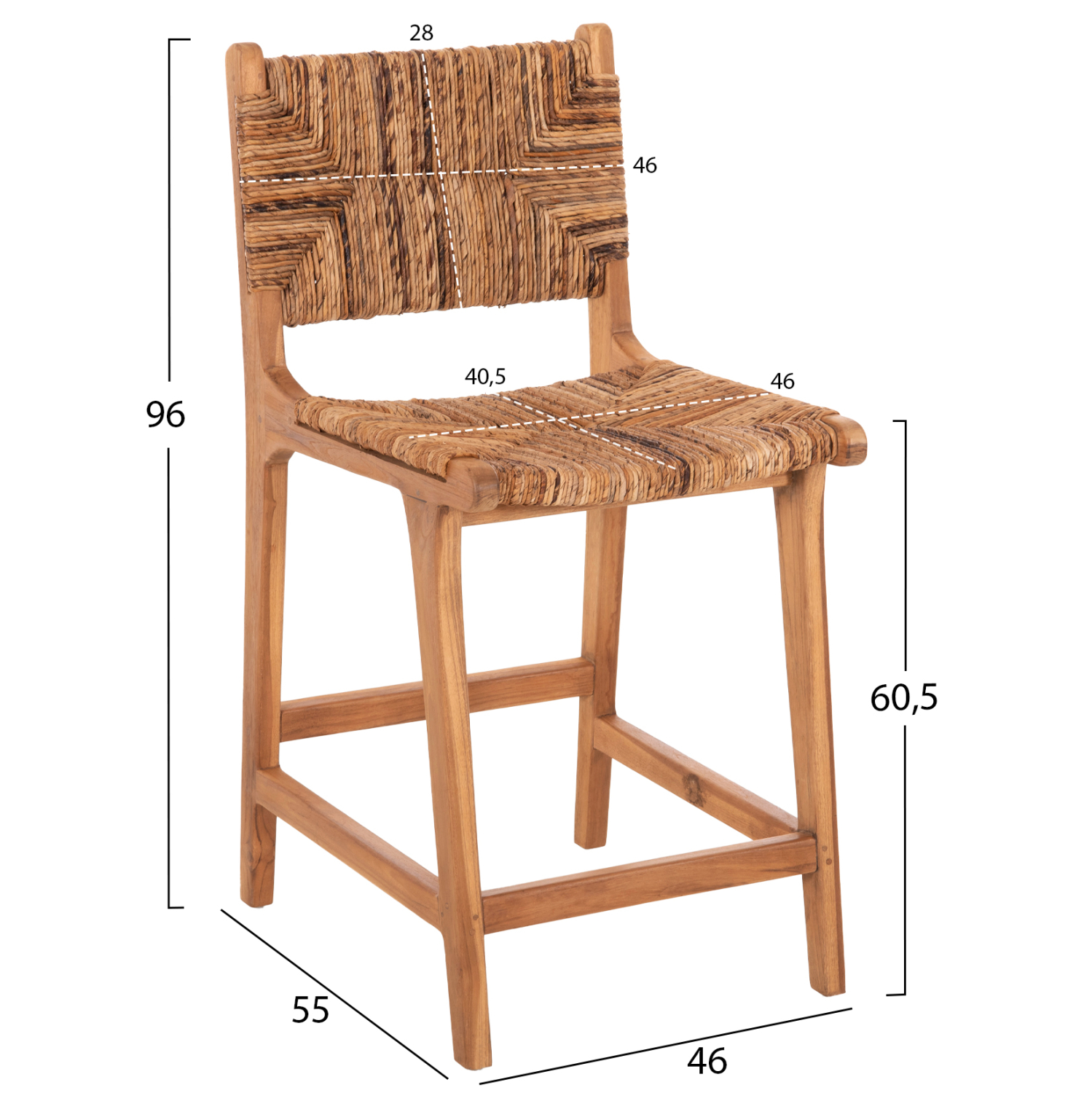 ΣΚΑΜΠΟ ΜΠΑΡ WALTER ΞΥΛO TEAK ΣΕ ΦΥΣΙΚΟ-ΨΑΘΑ 46x55x96Υεκ. 2