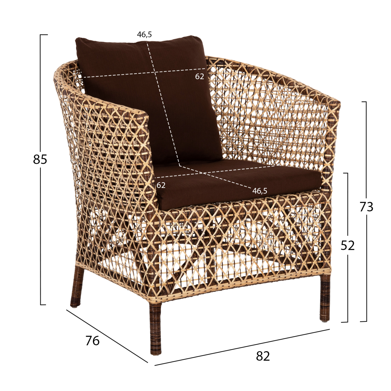 ΠΟΛΥΘΡΟΝΑ ΕΞΩΤ.ΧΩΡΟΥ HM6111 SILMAR-RATTAN ΚΑΦΕ ΚΑΙ ΦΥΣΙΚΟ-ΜΑΞΙΛΑΡΙΑ ΚΑΦΕ 82x76x85Υεκ 2